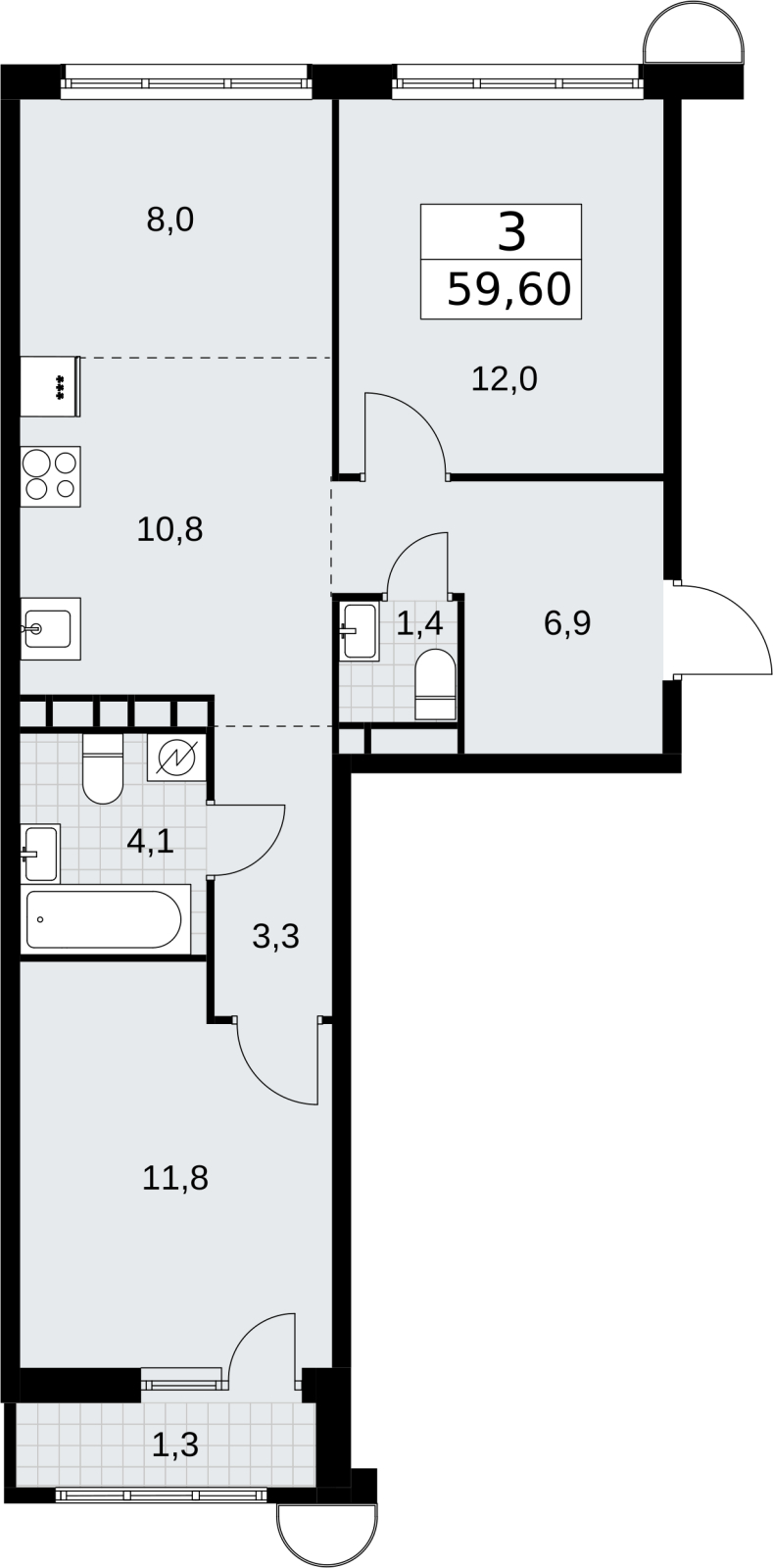 1-комнатная квартира (Студия) с отделкой в ALBA del MARE на 5 этаже в 1 секции. Сдача в 4 кв. 2024 г.
