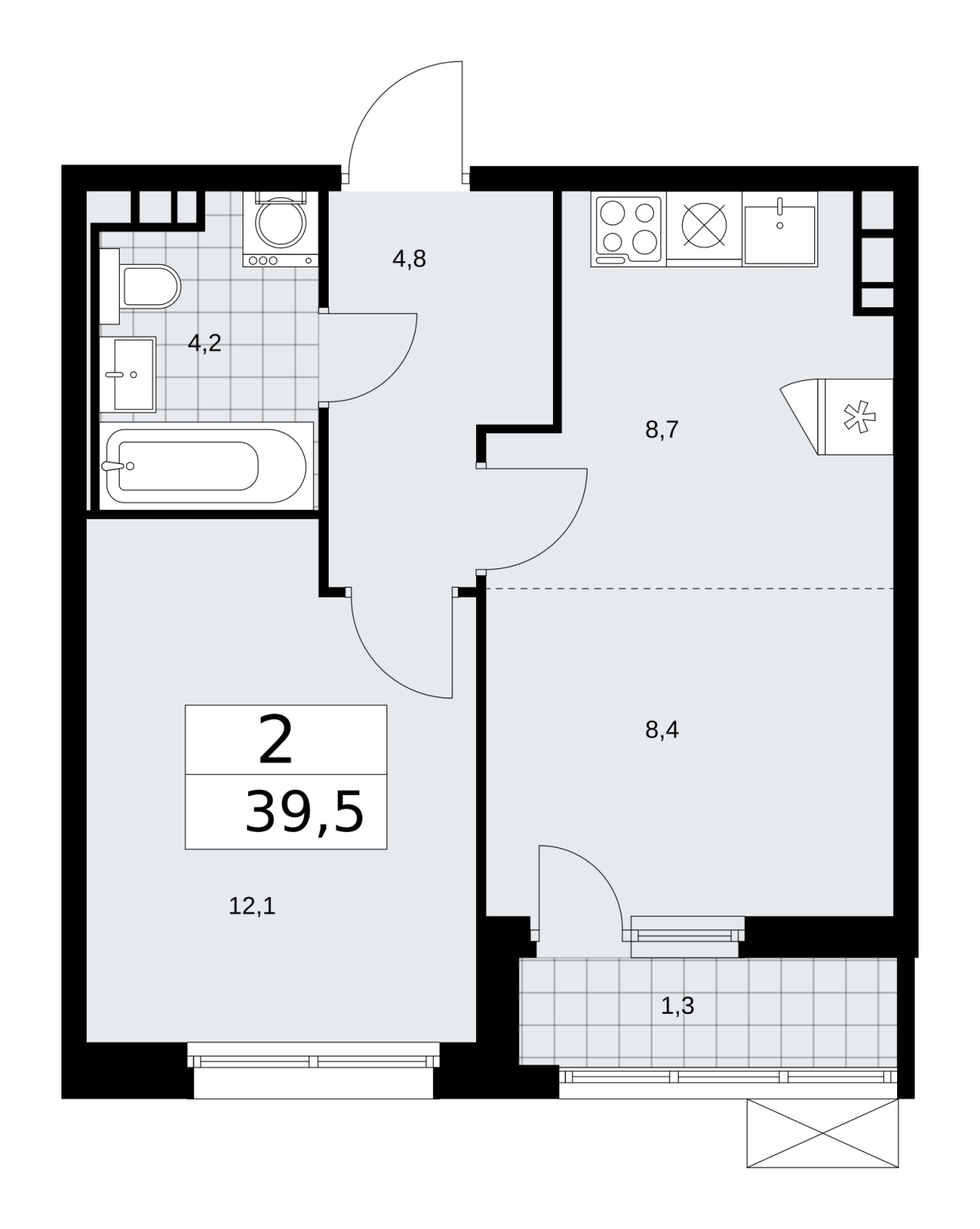 2-комнатная квартира с отделкой в ЖК Скандинавия на 16 этаже в 1 секции. Сдача в 2 кв. 2026 г.