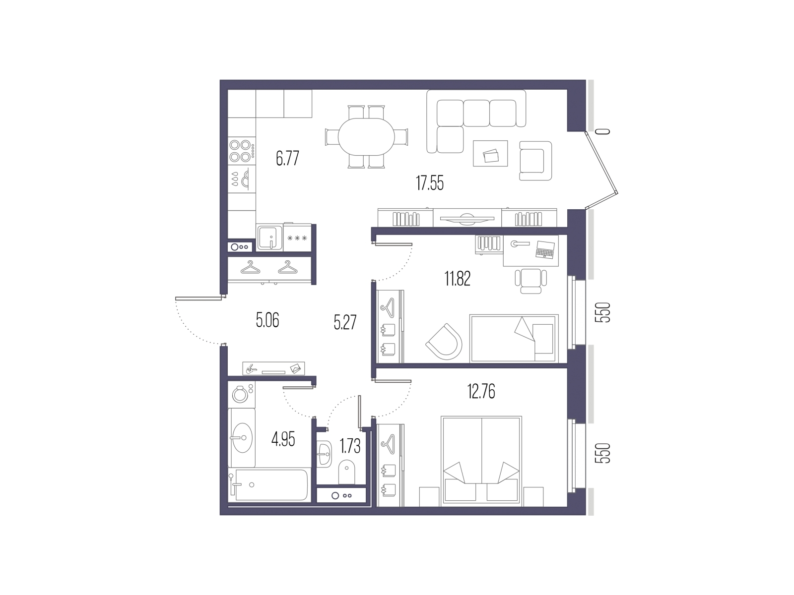 3-комнатная квартира в ЖК MYPRIORITY Basmanny на 8 этаже в 12 секции. Сдача в 3 кв. 2024 г.