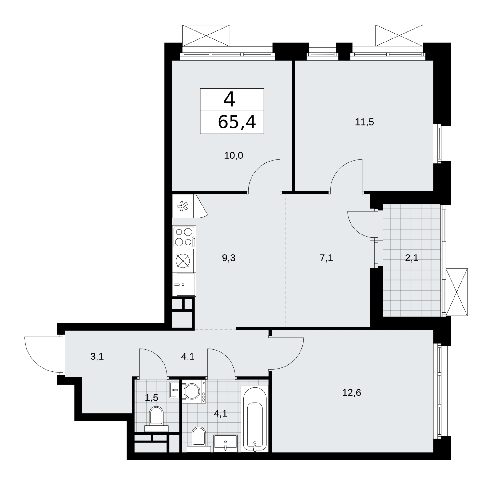 4-комнатная квартира с отделкой в ЖК Скандинавия на 16 этаже в 1 секции. Сдача в 2 кв. 2026 г.