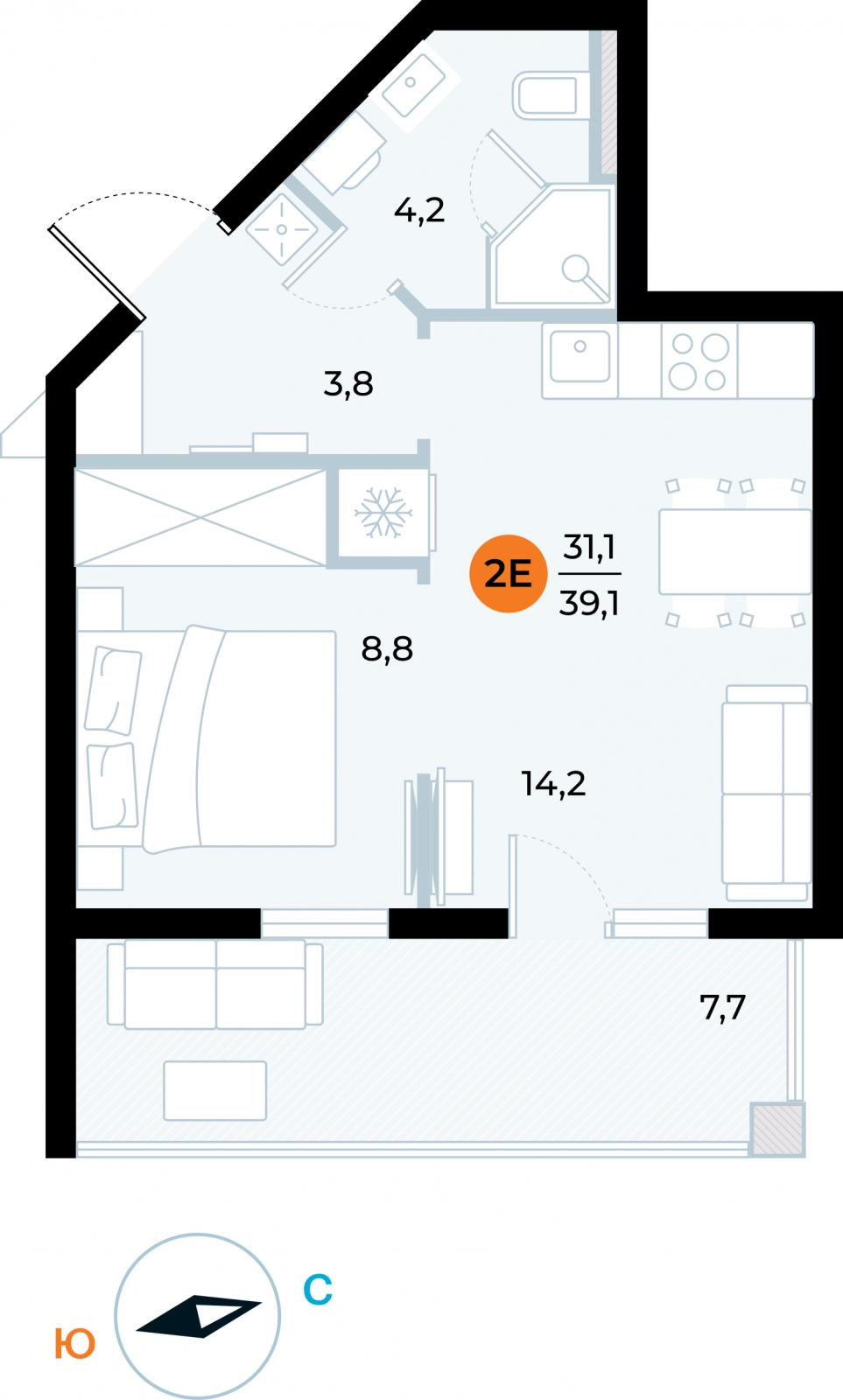 4-комнатная квартира в ЖК ERA на 2 этаже в 1 секции. Сдача в 3 кв. 2026 г.