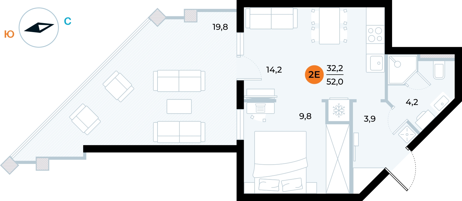3-комнатная квартира в ЖК ERA на 18 этаже в 1 секции. Сдача в 3 кв. 2026 г.
