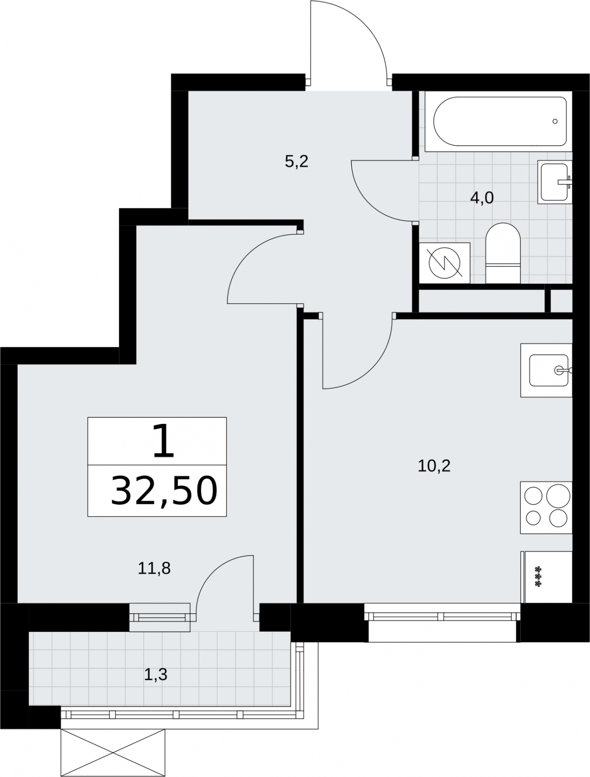 1-комнатная квартира с отделкой в ЖК GloraX Aura Белорусская на 2 этаже в 1 секции. Сдача в 3 кв. 2024 г.