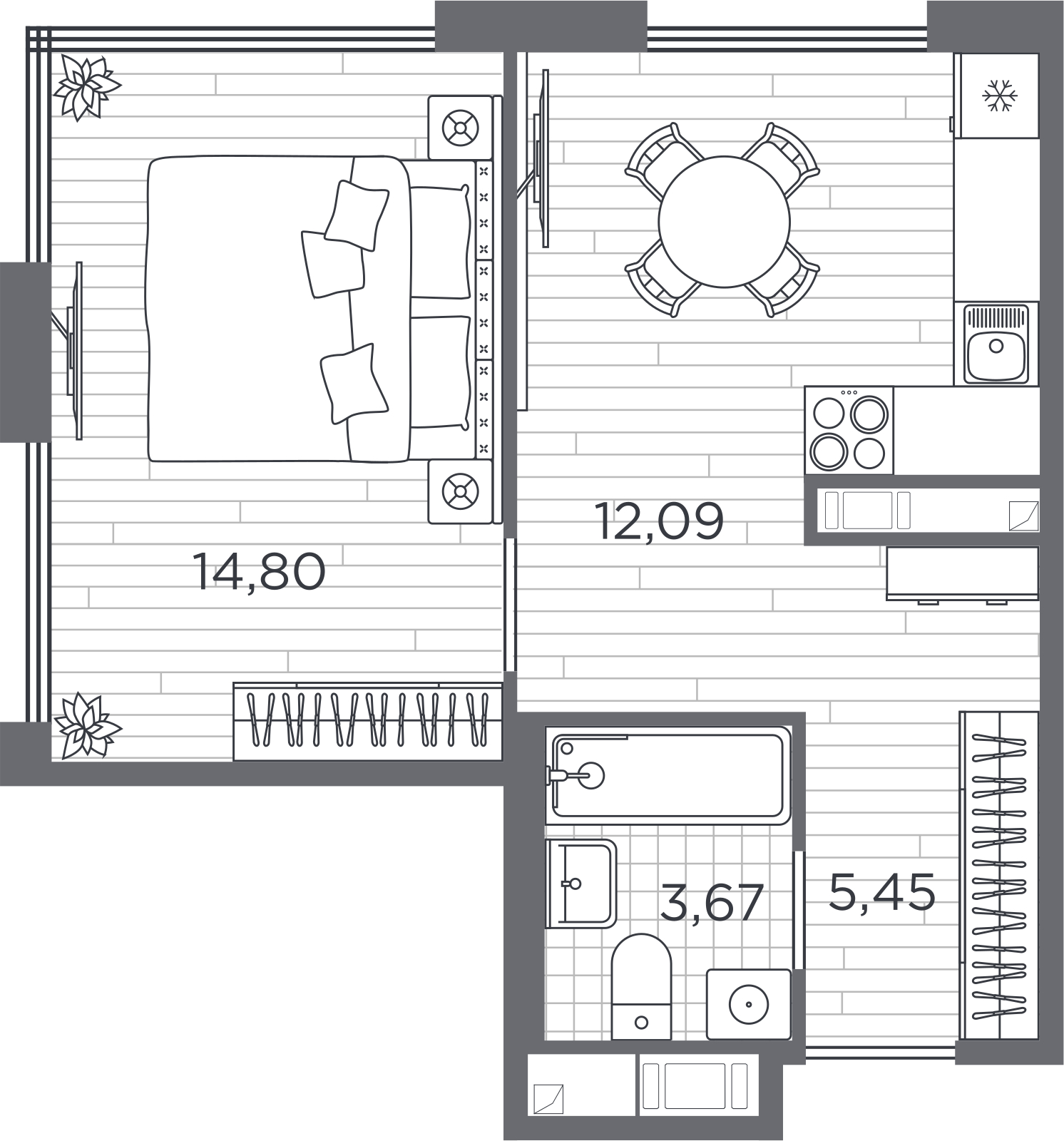 1-комнатная квартира с отделкой в ЖК GloraX Aura Белорусская на 4 этаже в 1 секции. Сдача в 3 кв. 2024 г.