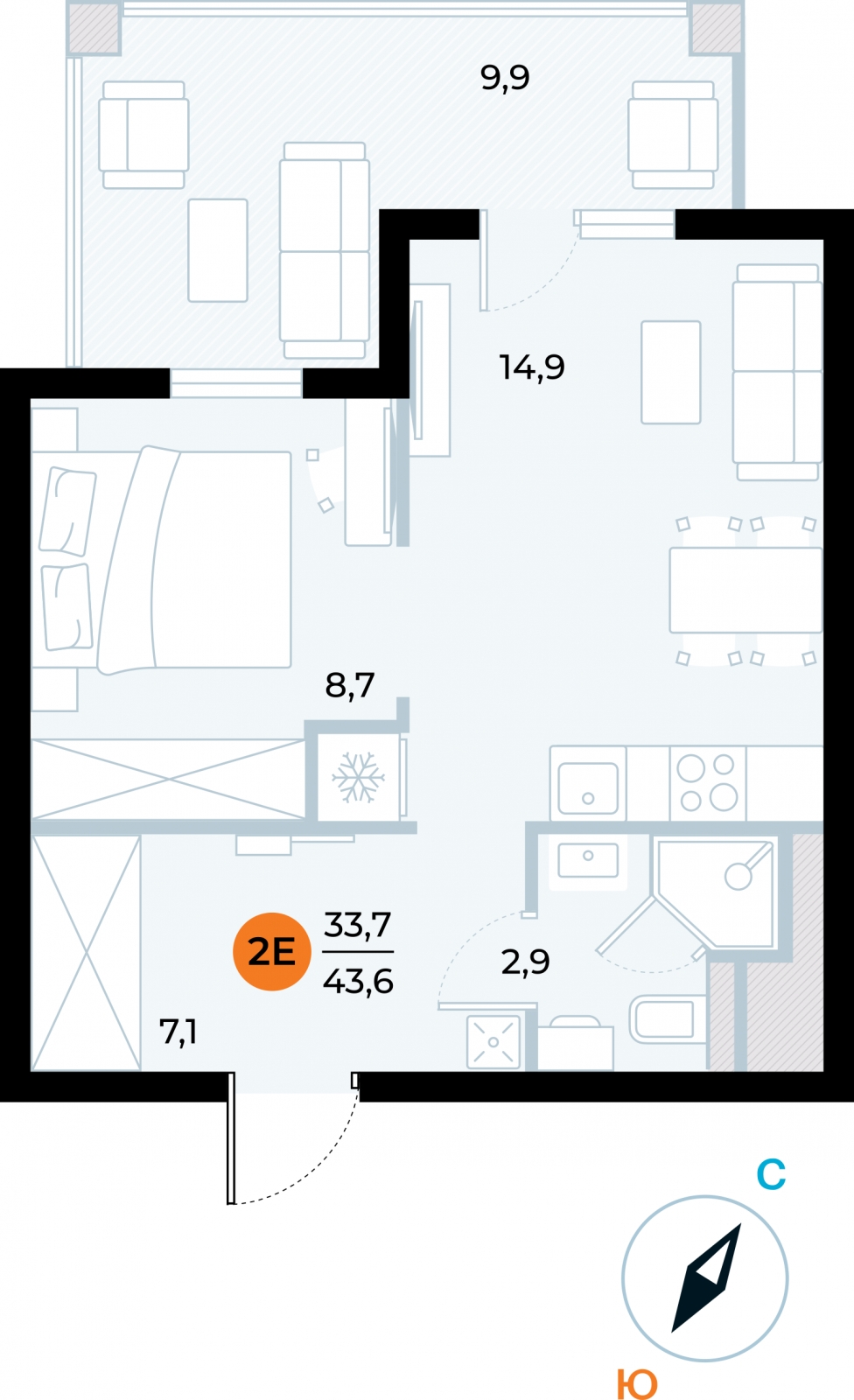 4-комнатная квартира с отделкой в ЖК ERA на 31 этаже в 1 секции. Сдача в 3 кв. 2026 г.