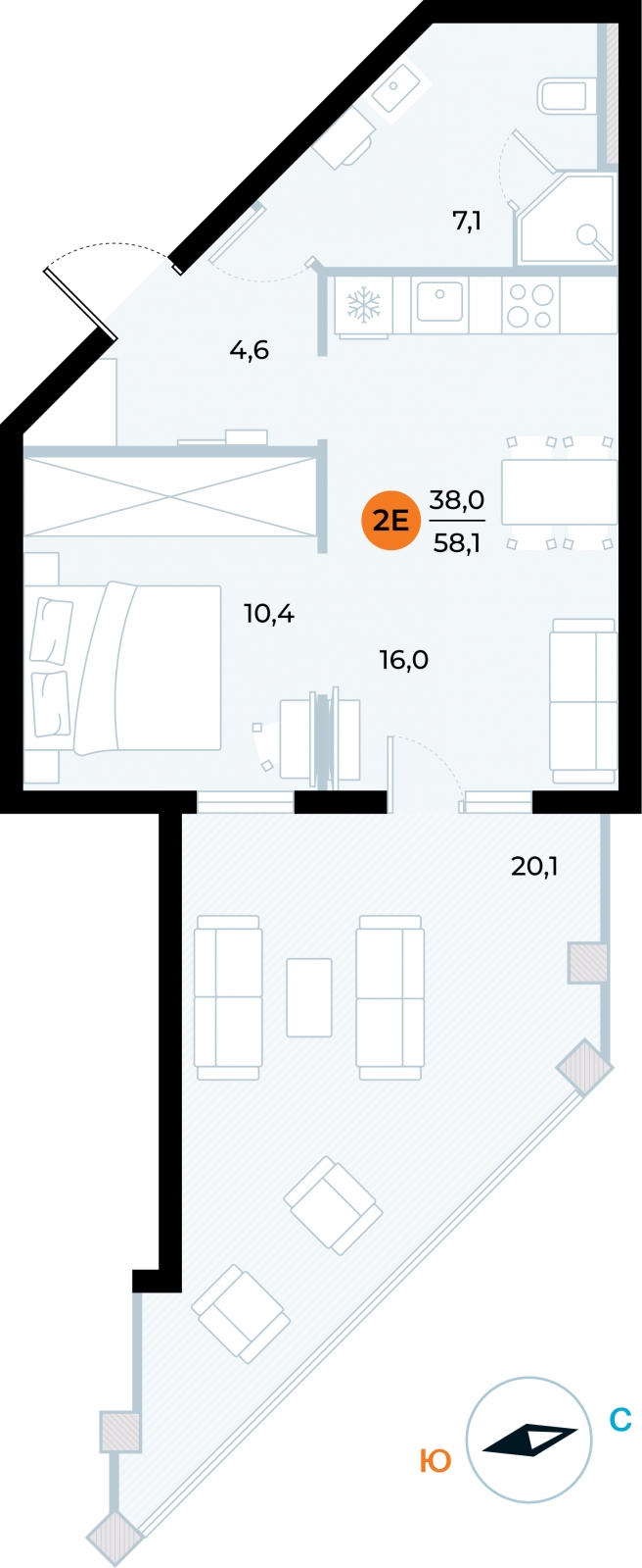 1-комнатная квартира (Студия) в ЖК Дом Дау на 5 этаже в 1 секции. Сдача в 2 кв. 2027 г.