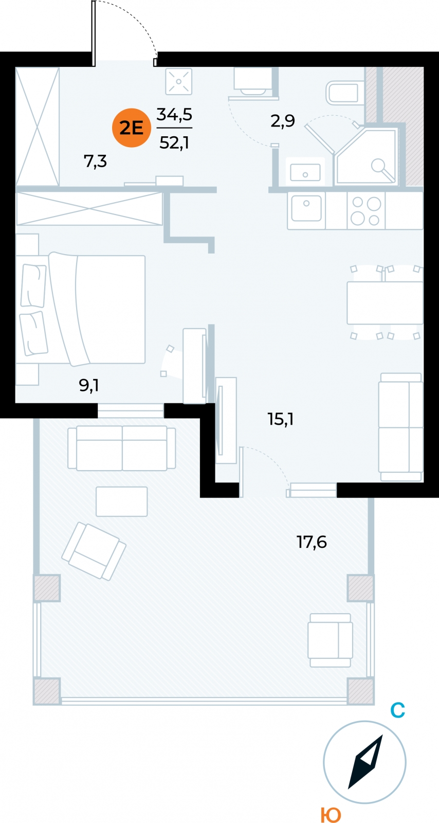 4-комнатная квартира в ЖК Родные кварталы на 4 этаже в 5 секции. Сдача в 3 кв. 2026 г.