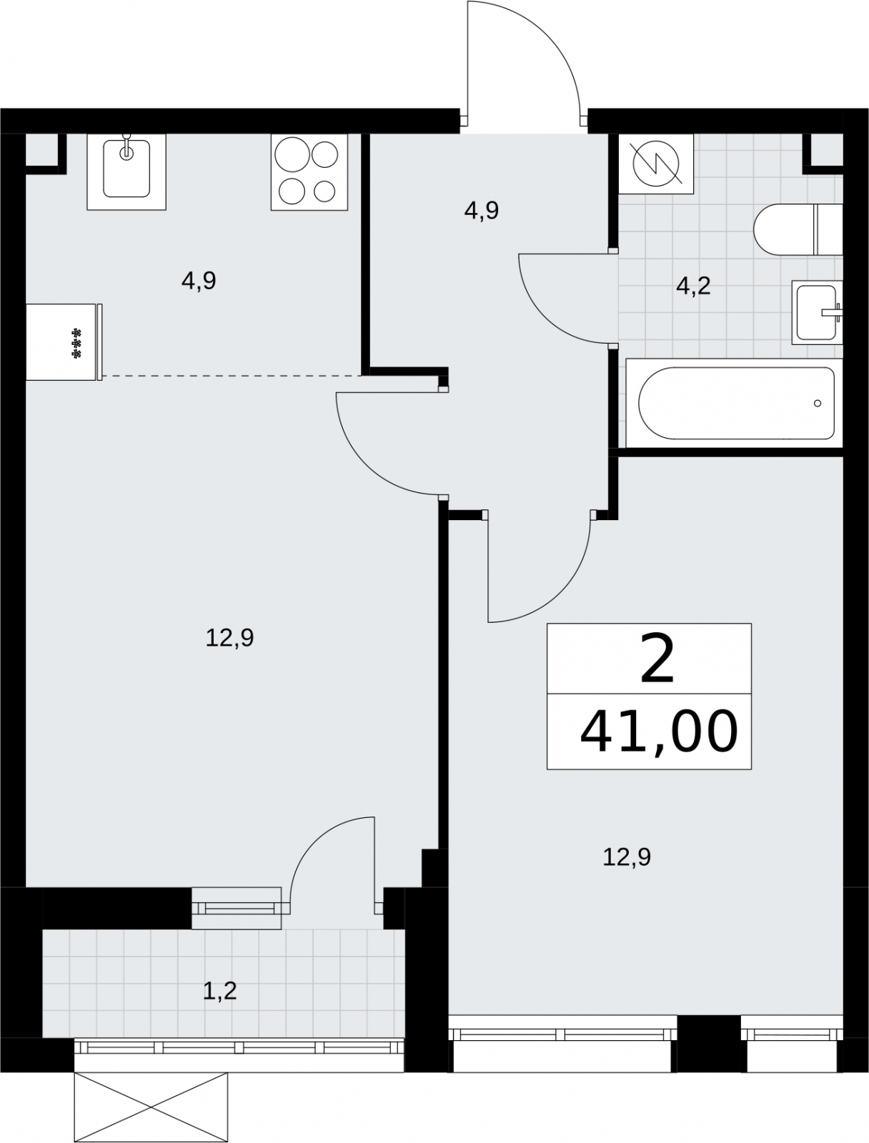 2-комнатная квартира в ЖК Беринг на 2 этаже в 6 секции. Сдача в 4 кв. 2025 г.
