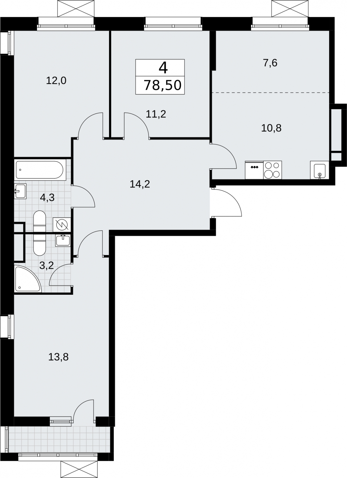 1-комнатная квартира (Студия) в ЖК Родные кварталы на 3 этаже в 5 секции. Сдача в 3 кв. 2026 г.