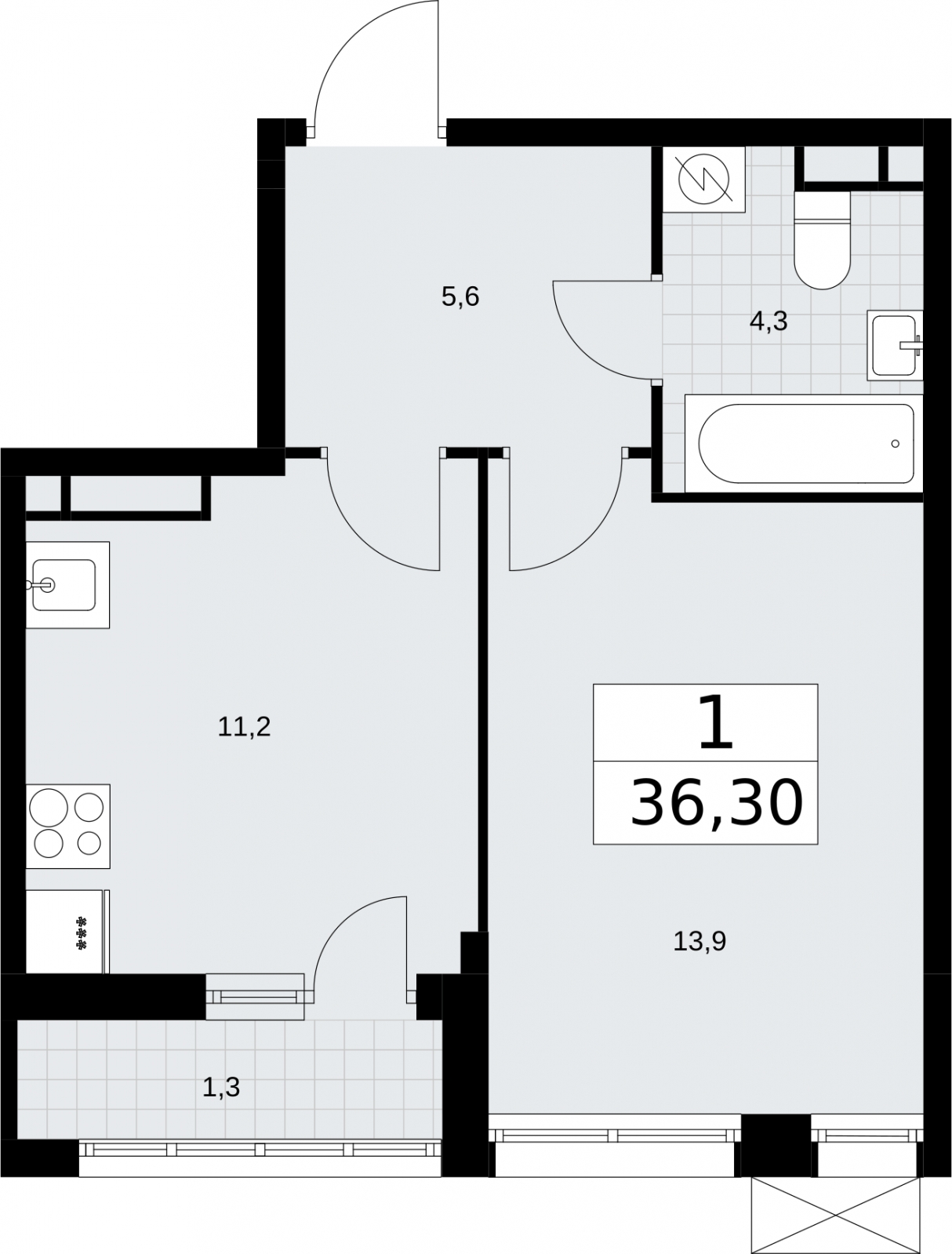 3-комнатная квартира в ЖК Родные кварталы на 4 этаже в 5 секции. Сдача в 3 кв. 2026 г.