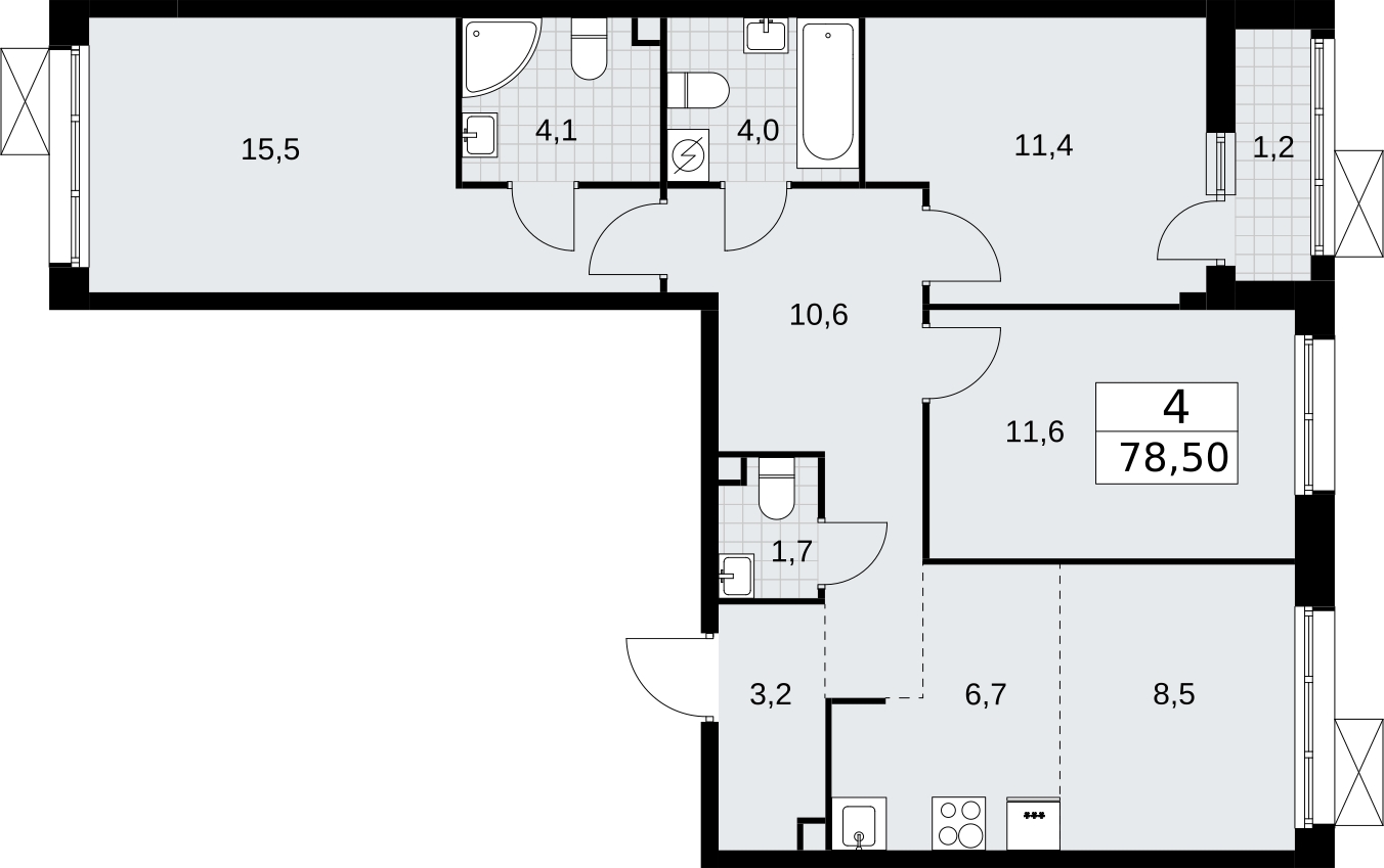 1-комнатная квартира в Veren Nort Сертолово на 2 этаже в 1 секции. Сдача в 1 кв. 2027 г.