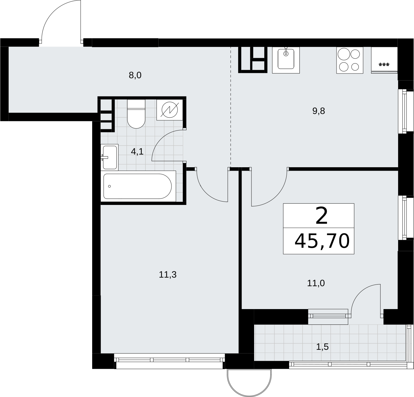 1-комнатная квартира в Veren Nort Сертолово на 6 этаже в 1 секции. Сдача в 1 кв. 2027 г.