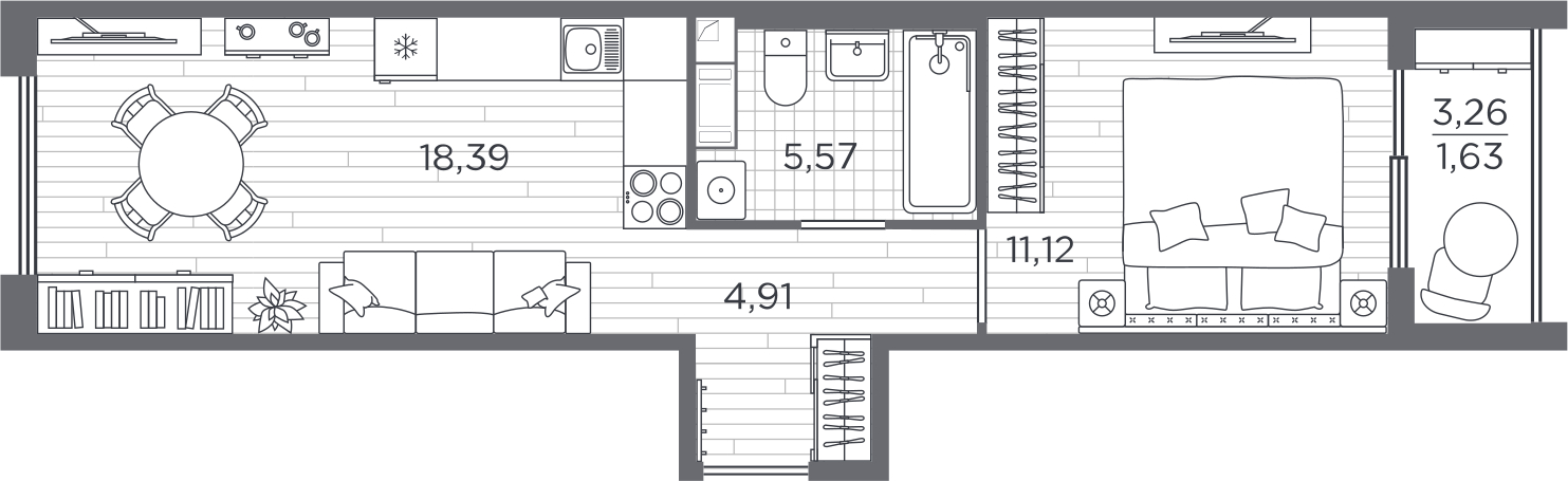 3-комнатная квартира в ЖК Фестиваль Парк - 2 на 18 этаже в 4 секции. Сдача в 4 кв. 2023 г.