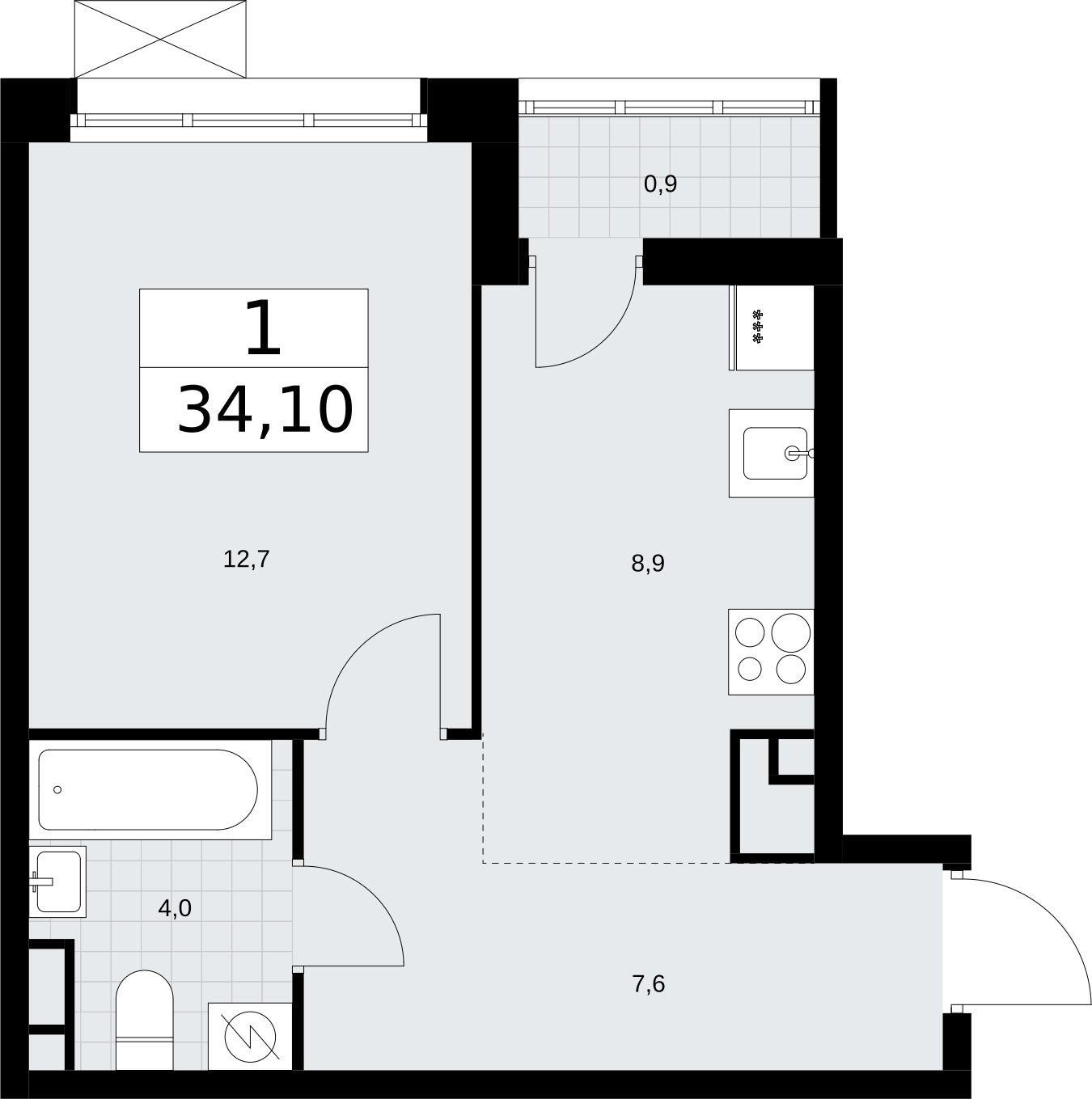 2-комнатная квартира в ЖК Беринг на 10 этаже в 5 секции. Сдача в 4 кв. 2025 г.