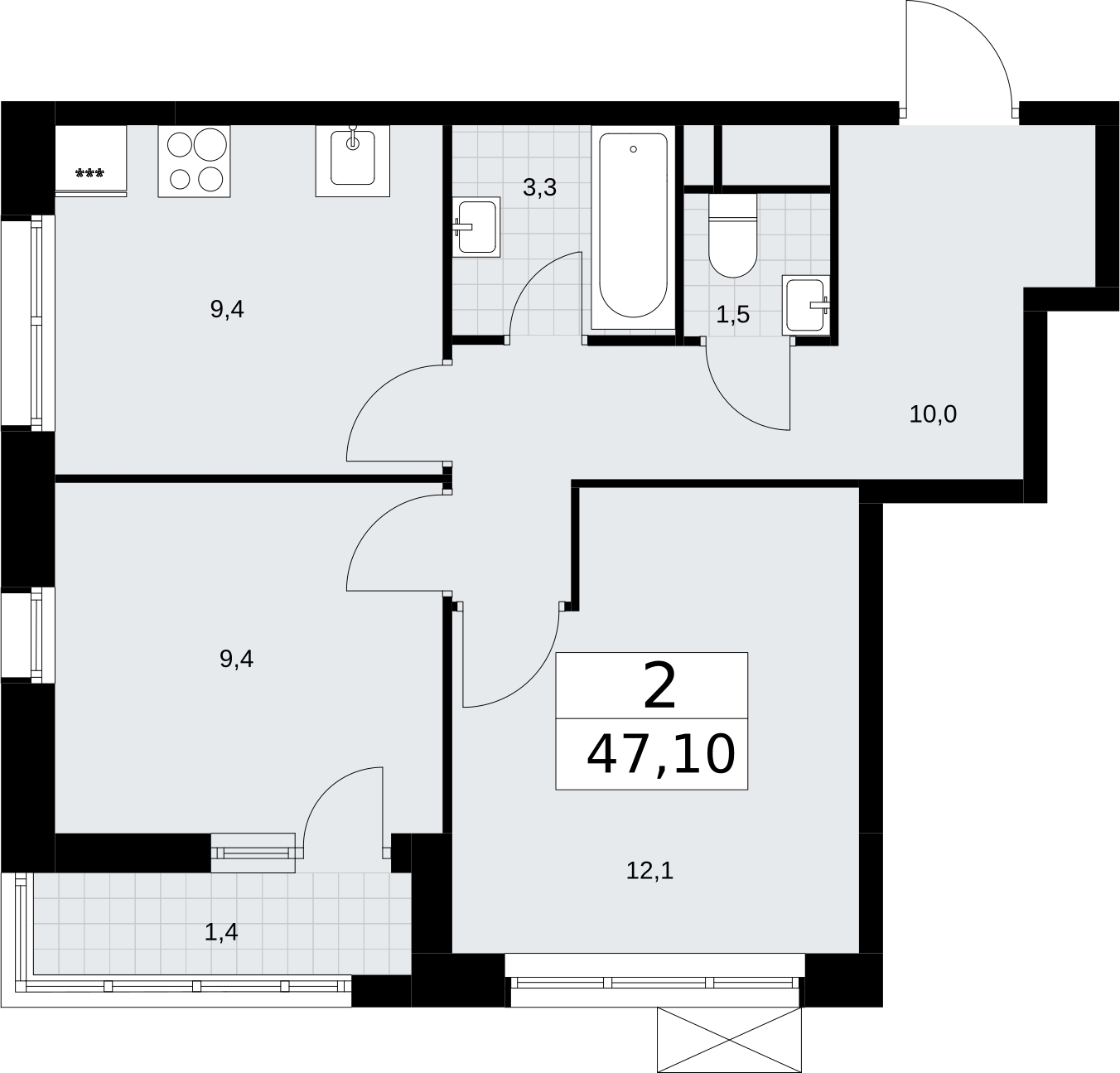 1-комнатная квартира в ЖК Дом Дау на 24 этаже в 1 секции. Сдача в 2 кв. 2027 г.