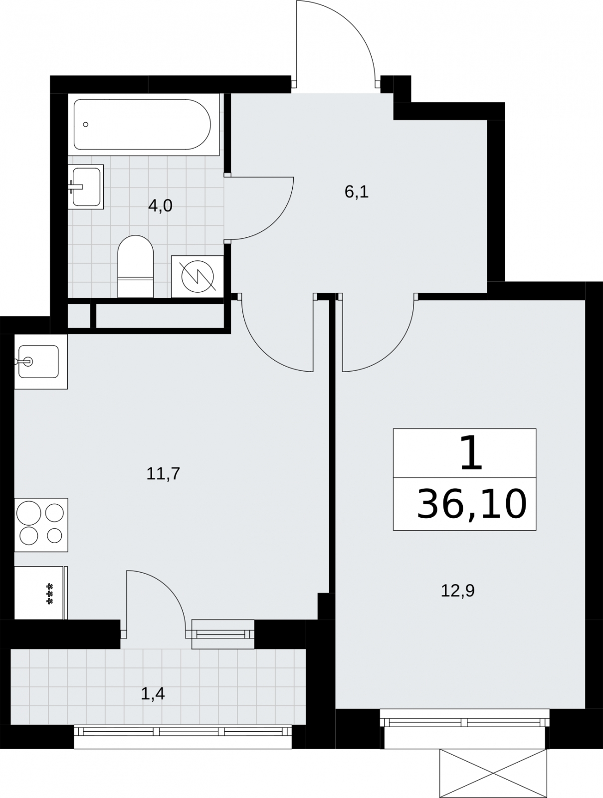 2-комнатная квартира в ЖК Беринг на 1 этаже в 5 секции. Сдача в 4 кв. 2025 г.