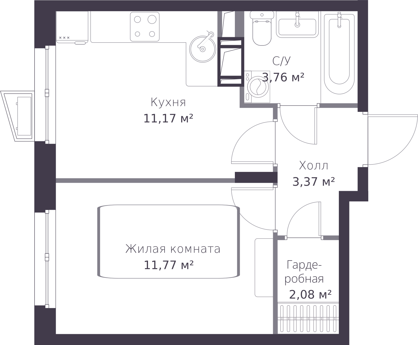 2-комнатная квартира в ЖК Level Мичуринский на 10 этаже в 1 секции. Сдача в 4 кв. 2024 г.