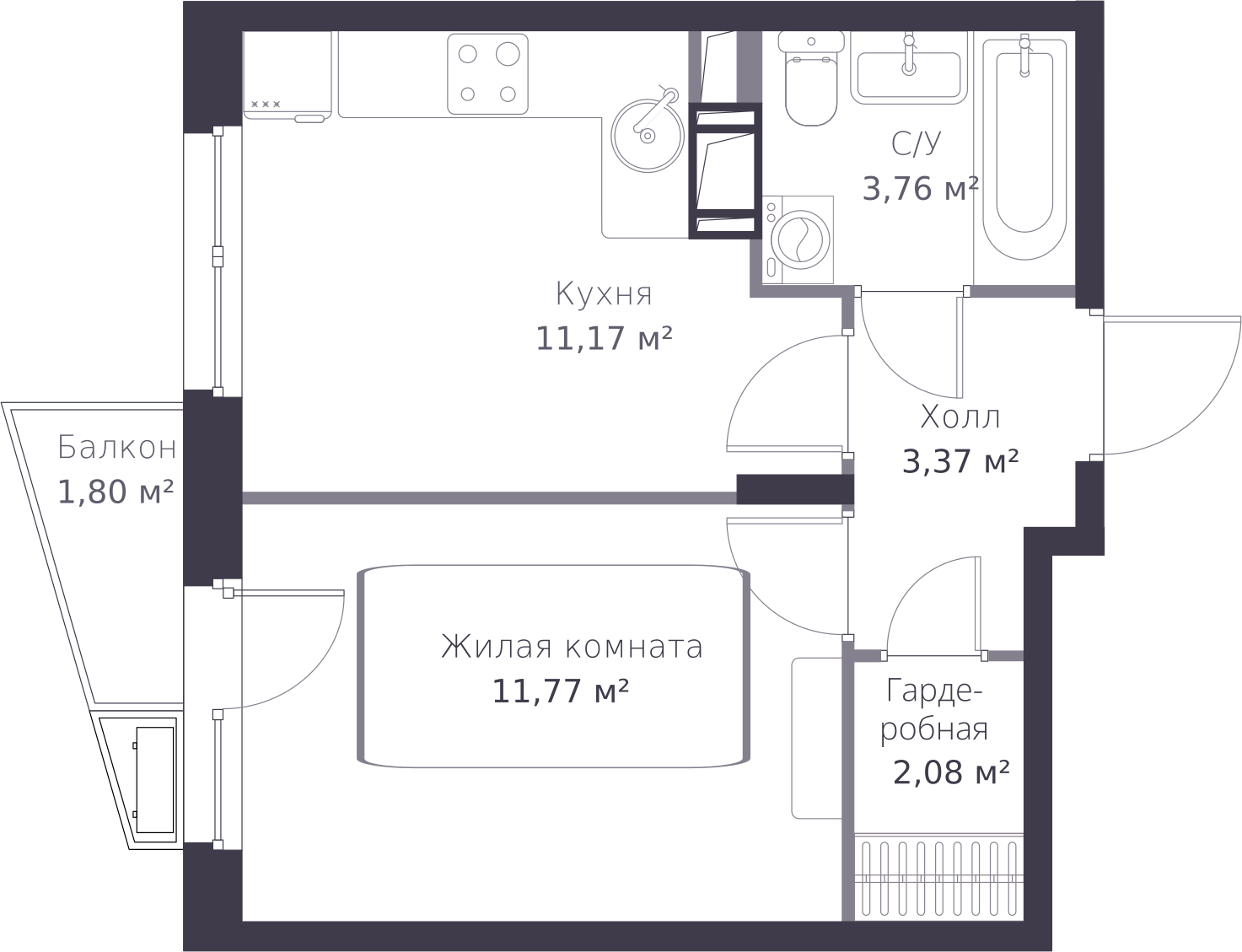 3-комнатная квартира в ЖК Level Мичуринский на 33 этаже в 1 секции. Сдача в 2 кв. 2025 г.