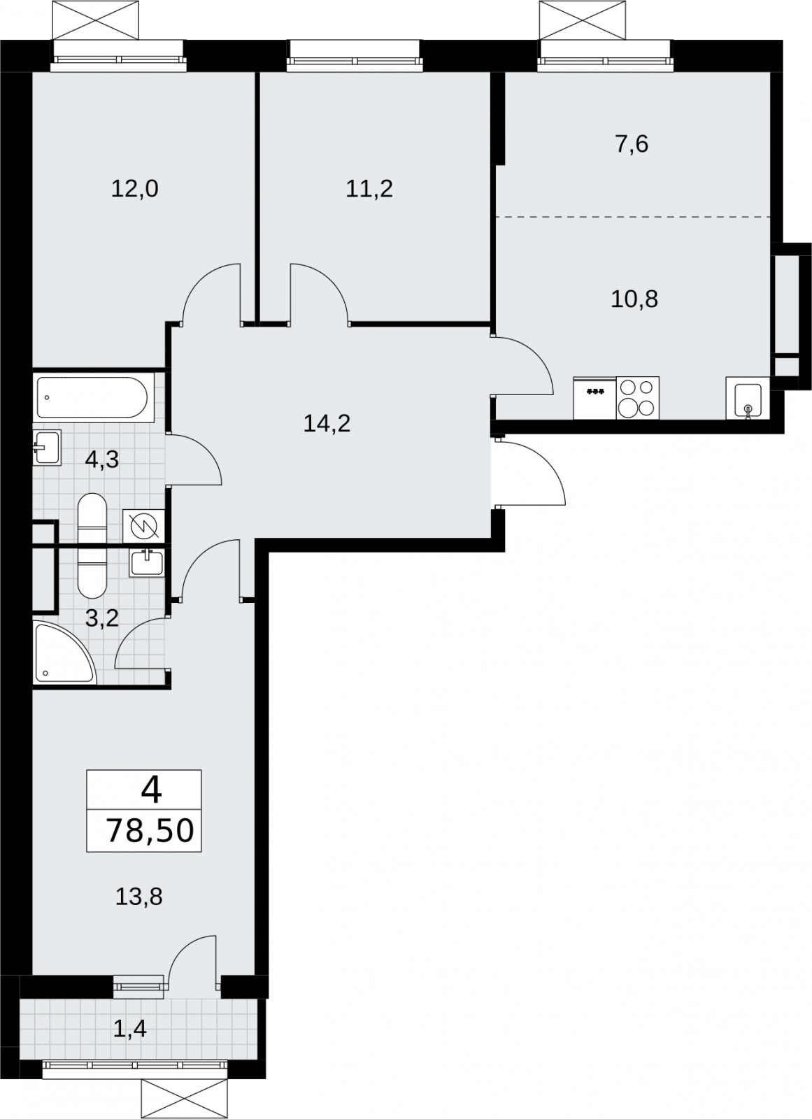 2-комнатная квартира в ЖК Родные кварталы на 5 этаже в 9 секции. Сдача в 3 кв. 2026 г.