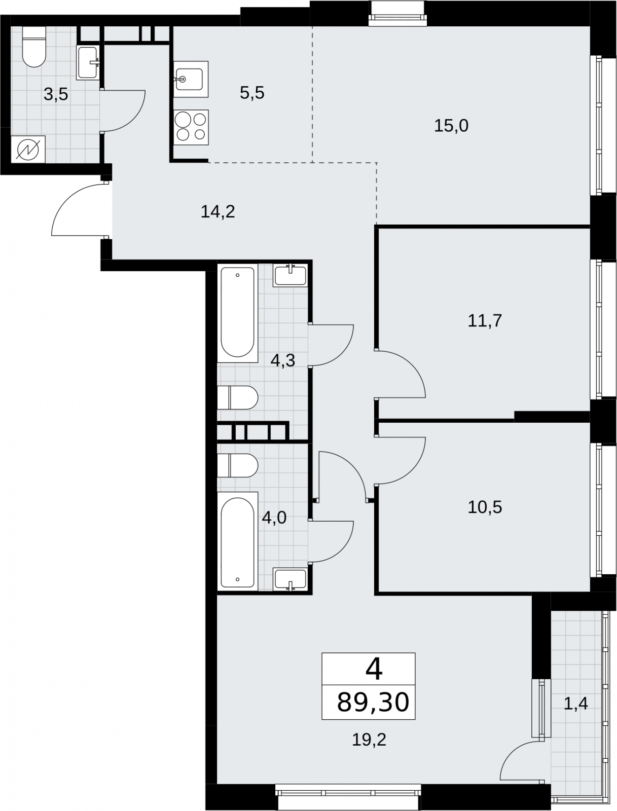 1-комнатная квартира (Студия) в ЖК MYPRIORITY Basmanny на 5 этаже в 8 секции. Сдача в 3 кв. 2024 г.