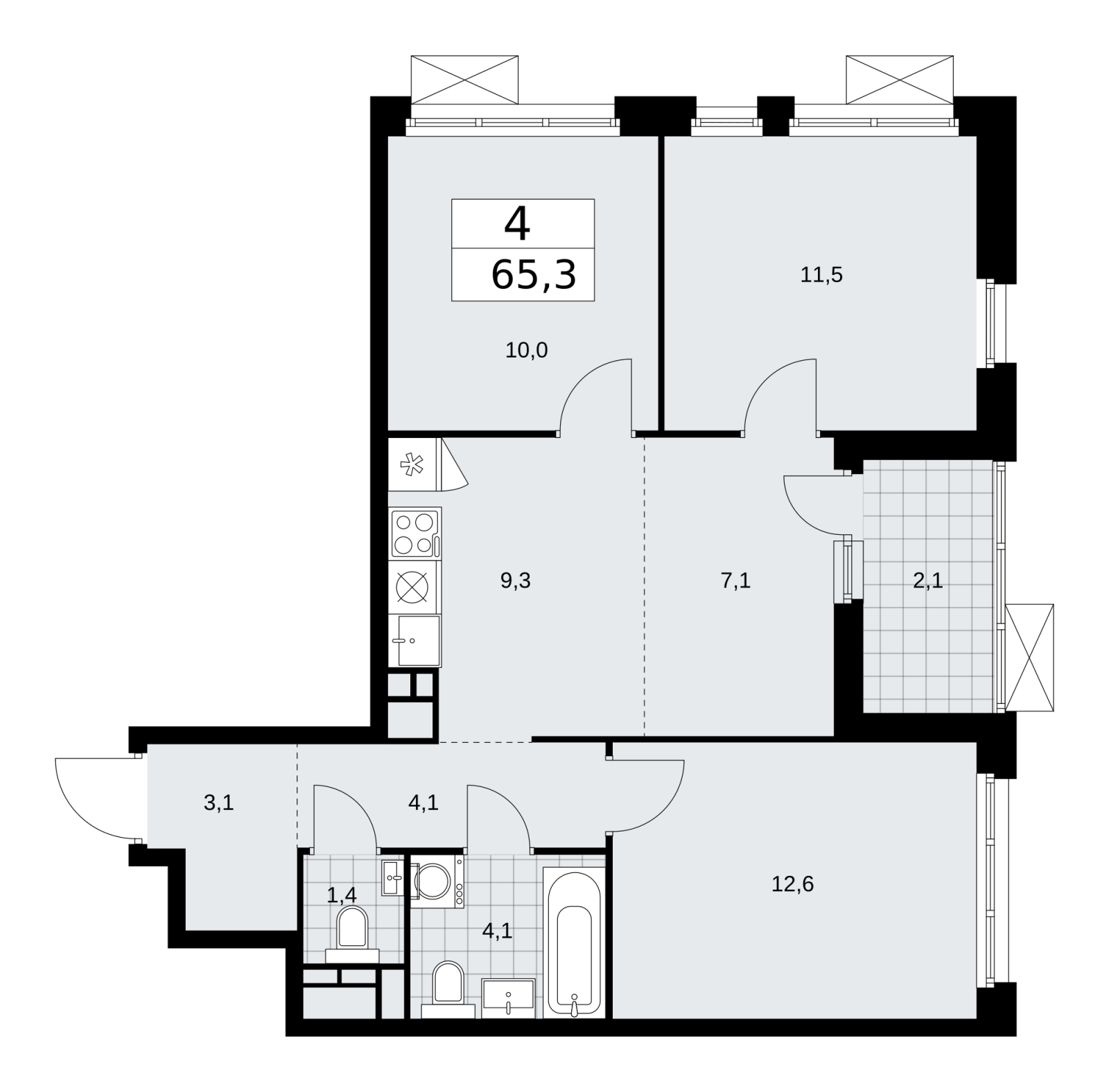 3-комнатная квартира в ЖК Скандинавия на 9 этаже в 1 секции. Сдача в 2 кв. 2026 г.