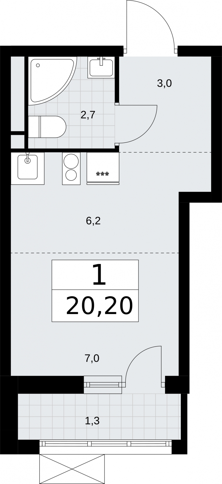 1-комнатная квартира (Студия) с отделкой в ЖК PLUS Пулковский на 5 этаже в 2 секции. Сдача в 4 кв. 2025 г.