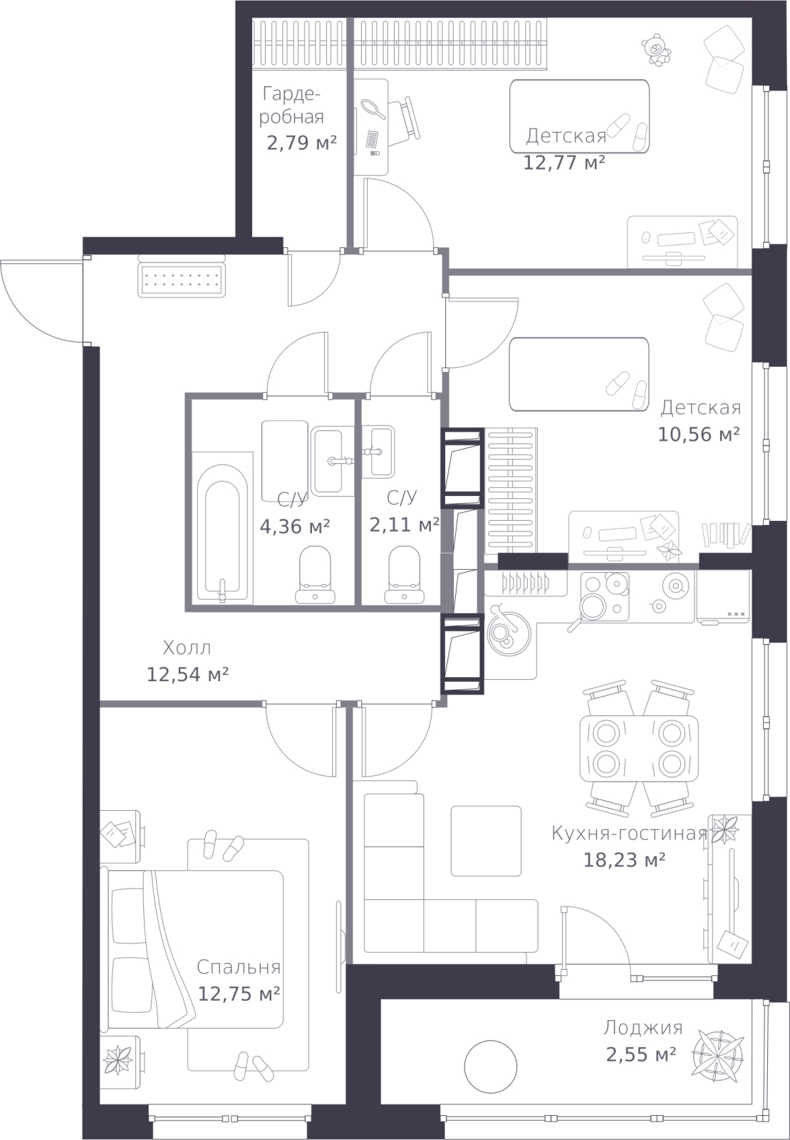 5-комнатная квартира в ЖК Клубный город на реке Primavera на 12 этаже в 1 секции. Сдача в 4 кв. 2024 г.