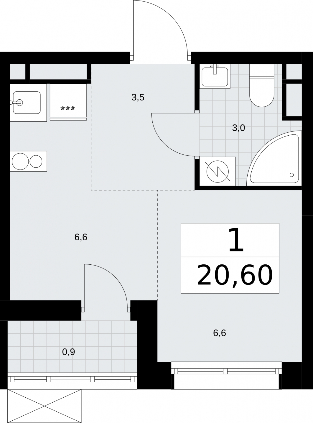 1-комнатная квартира (Студия) с отделкой в ЖК PLUS Пулковский на 4 этаже в 1 секции. Сдача в 4 кв. 2025 г.