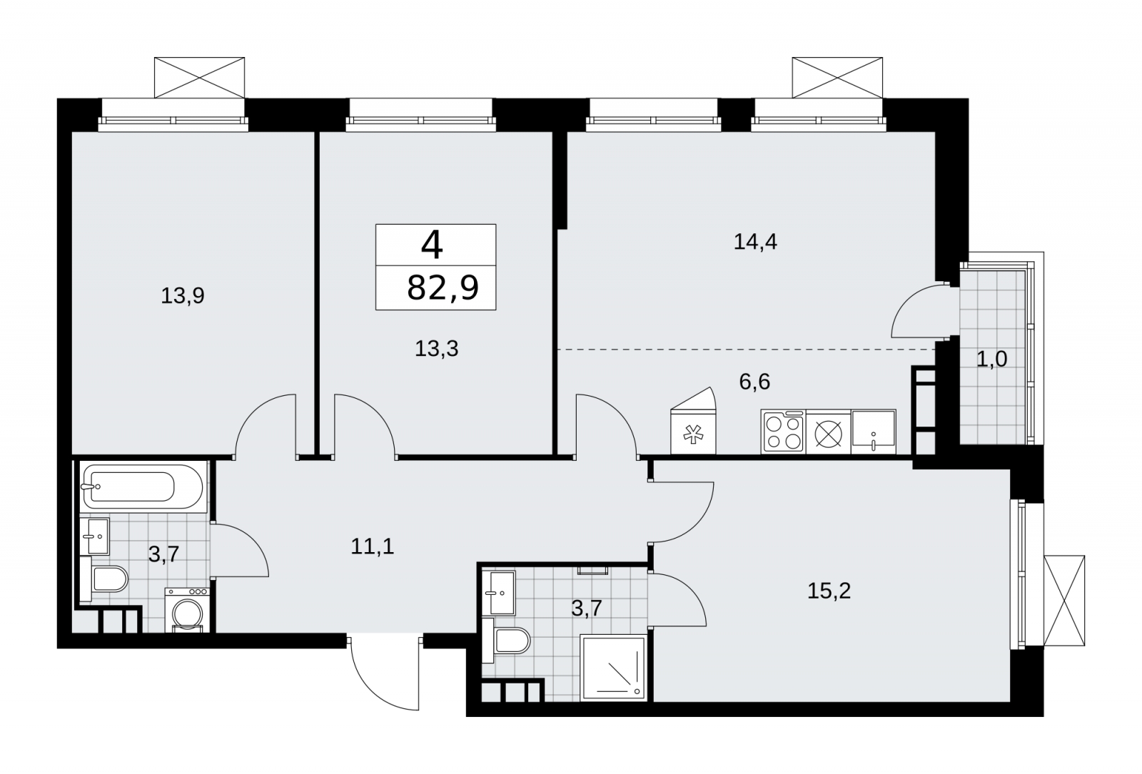 1-комнатная квартира (Студия) в ЖК Скандинавия на 5 этаже в 1 секции. Сдача в 2 кв. 2026 г.