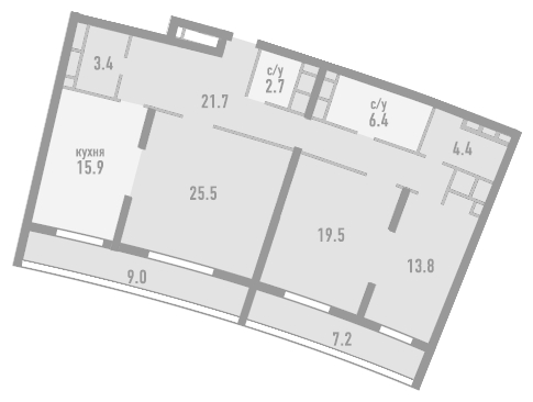 3-комнатная квартира в ЖК Розмарин на 23 этаже в 5 секции. Дом сдан.
