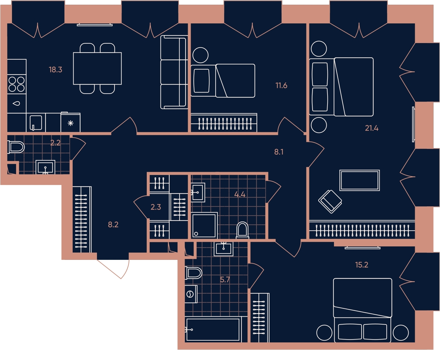 3-комнатная квартира с отделкой в ЖК Родные кварталы на 4 этаже в 3 секции. Сдача в 4 кв. 2026 г.