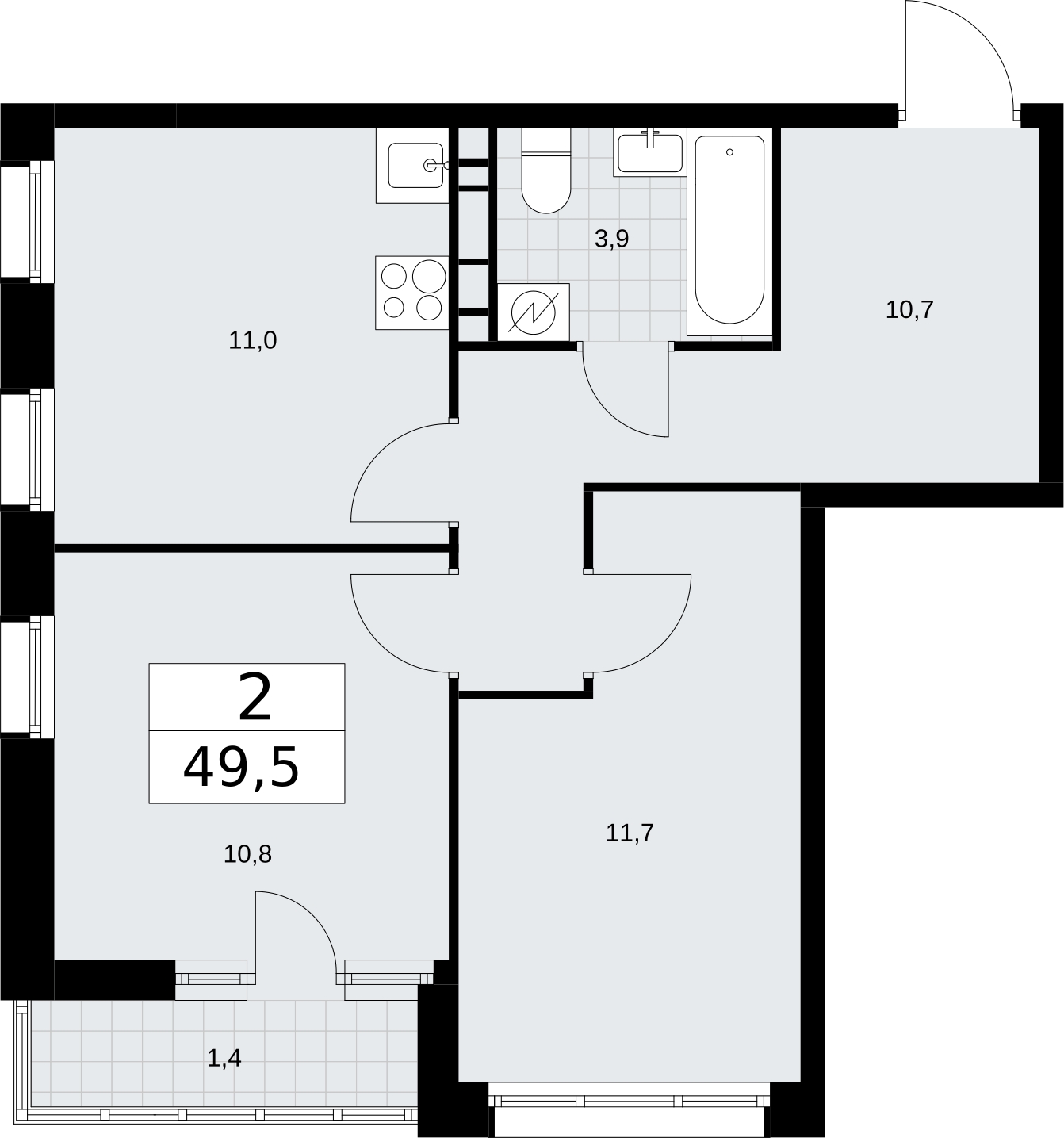 2-комнатная квартира с отделкой в ЖК Родные кварталы на 8 этаже в 3 секции. Сдача в 4 кв. 2026 г.