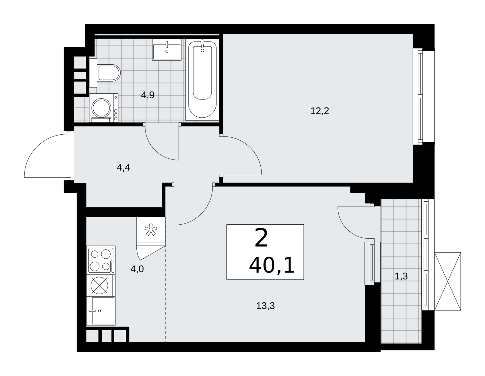 3-комнатная квартира в ЖК Скандинавия на 5 этаже в 2 секции. Сдача в 2 кв. 2026 г.