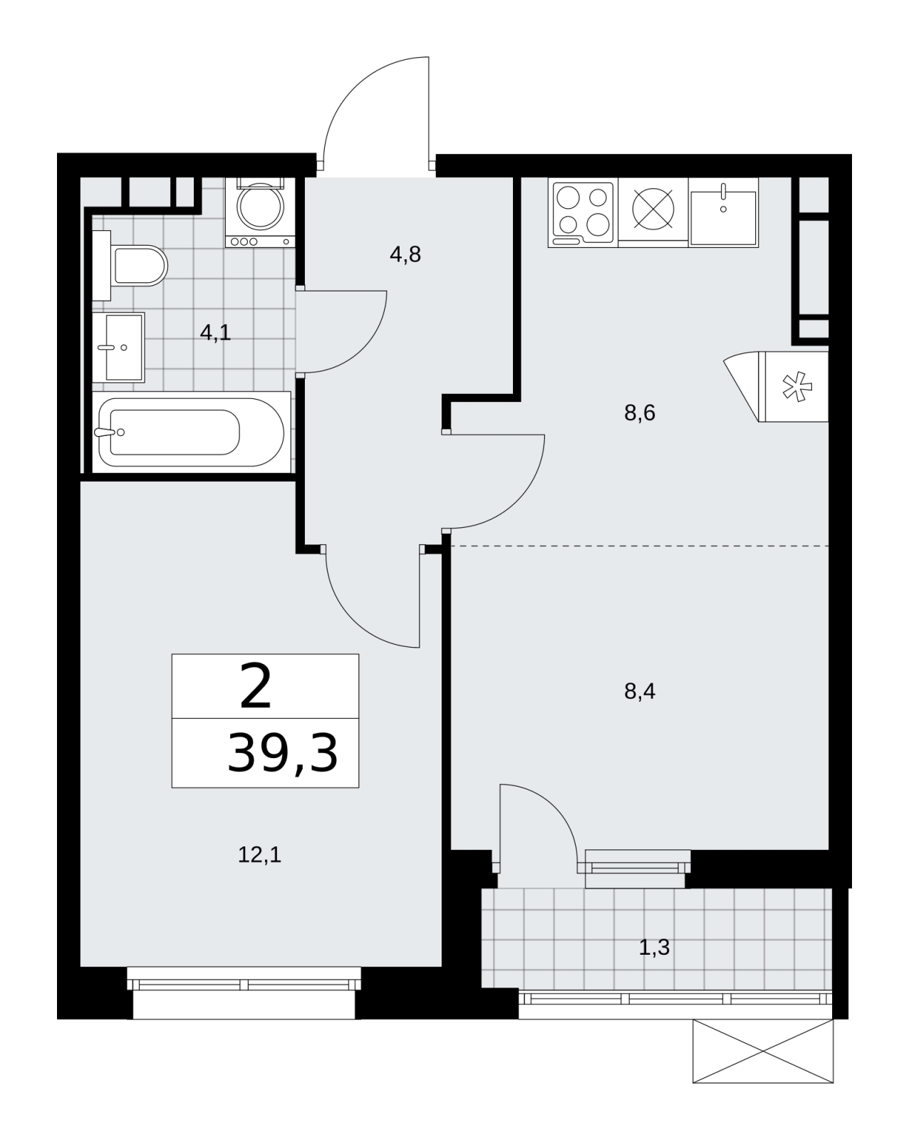 3-комнатная квартира в ЖК Скандинавия на 9 этаже в 4 секции. Сдача в 2 кв. 2026 г.