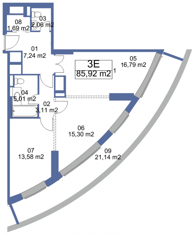 1-комнатная квартира в ЖК Маяк на 28 этаже в 3 секции. Сдача в 2 кв. 2017 г.