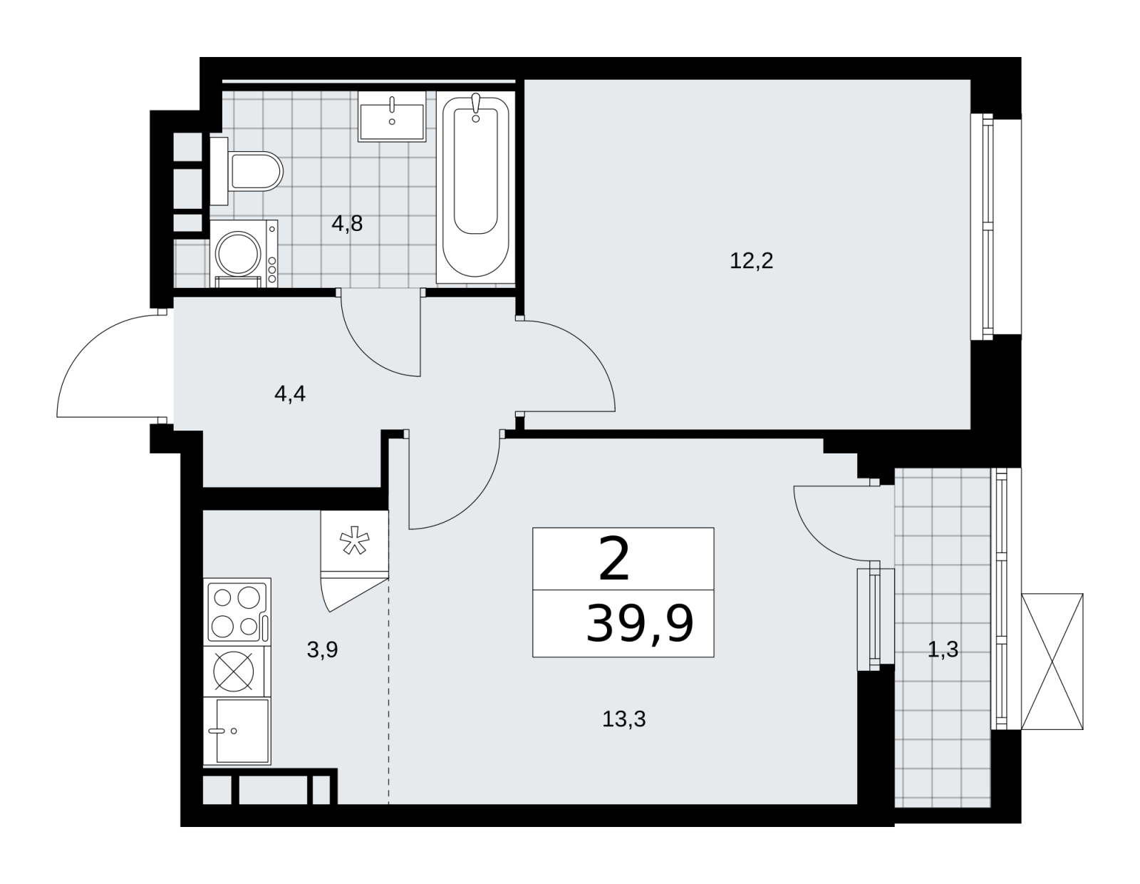 1-комнатная квартира (Студия) в ЖК Скандинавия на 9 этаже в 4 секции. Сдача в 2 кв. 2026 г.