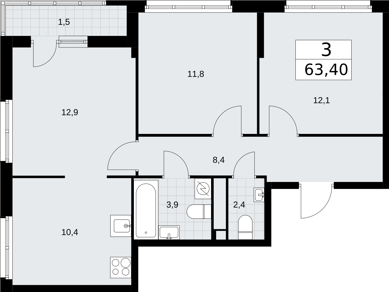 5-комнатная квартира с отделкой в ЖК ERA на 32 этаже в 1 секции. Сдача в 3 кв. 2026 г.