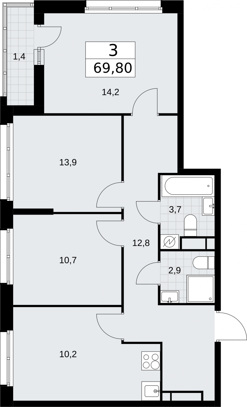2-комнатная квартира с отделкой в ЖК Родные кварталы на 8 этаже в 6 секции. Сдача в 4 кв. 2026 г.