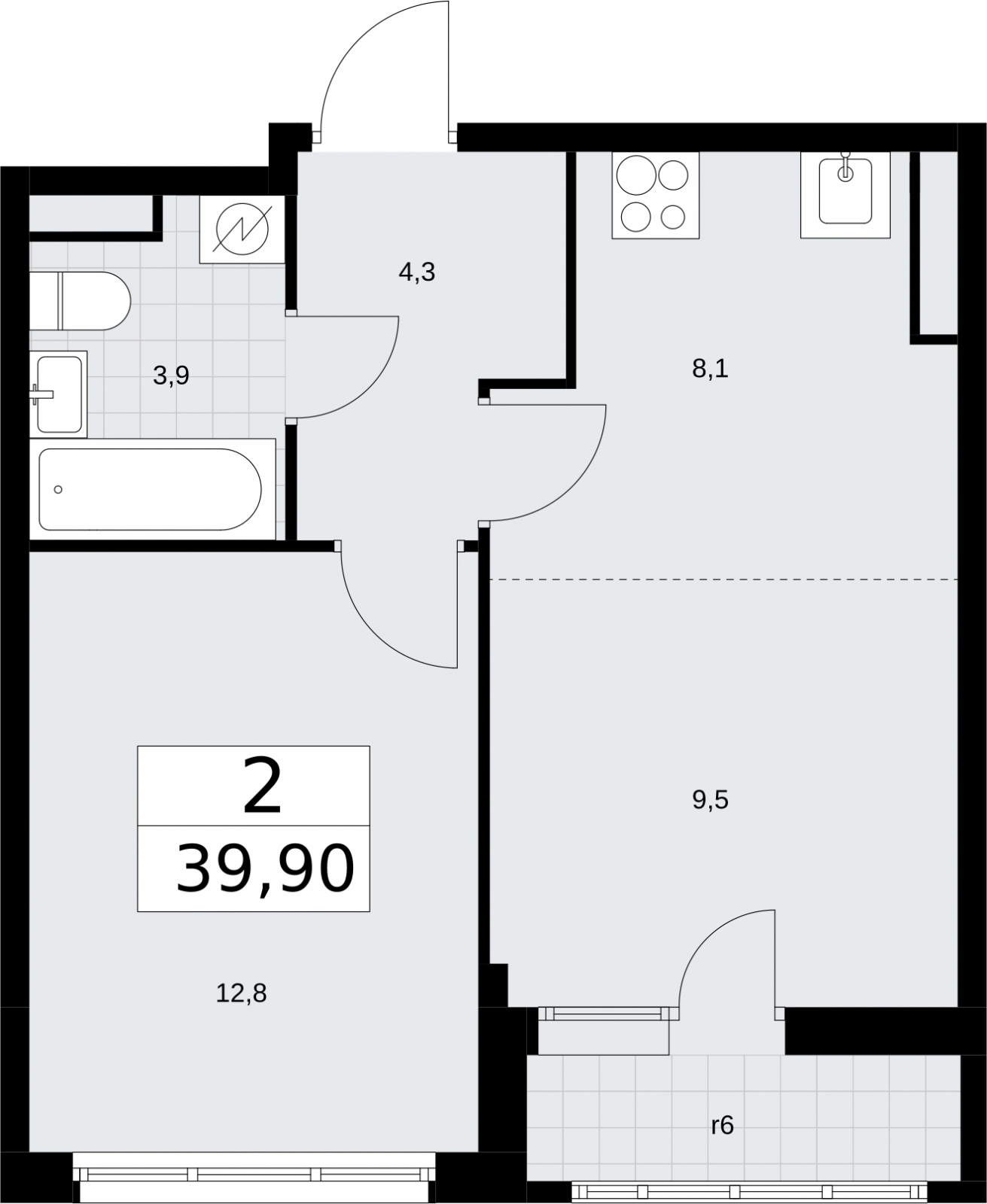 2-комнатная квартира в Veren Nort Сертолово на 1 этаже в 1 секции. Сдача в 1 кв. 2027 г.