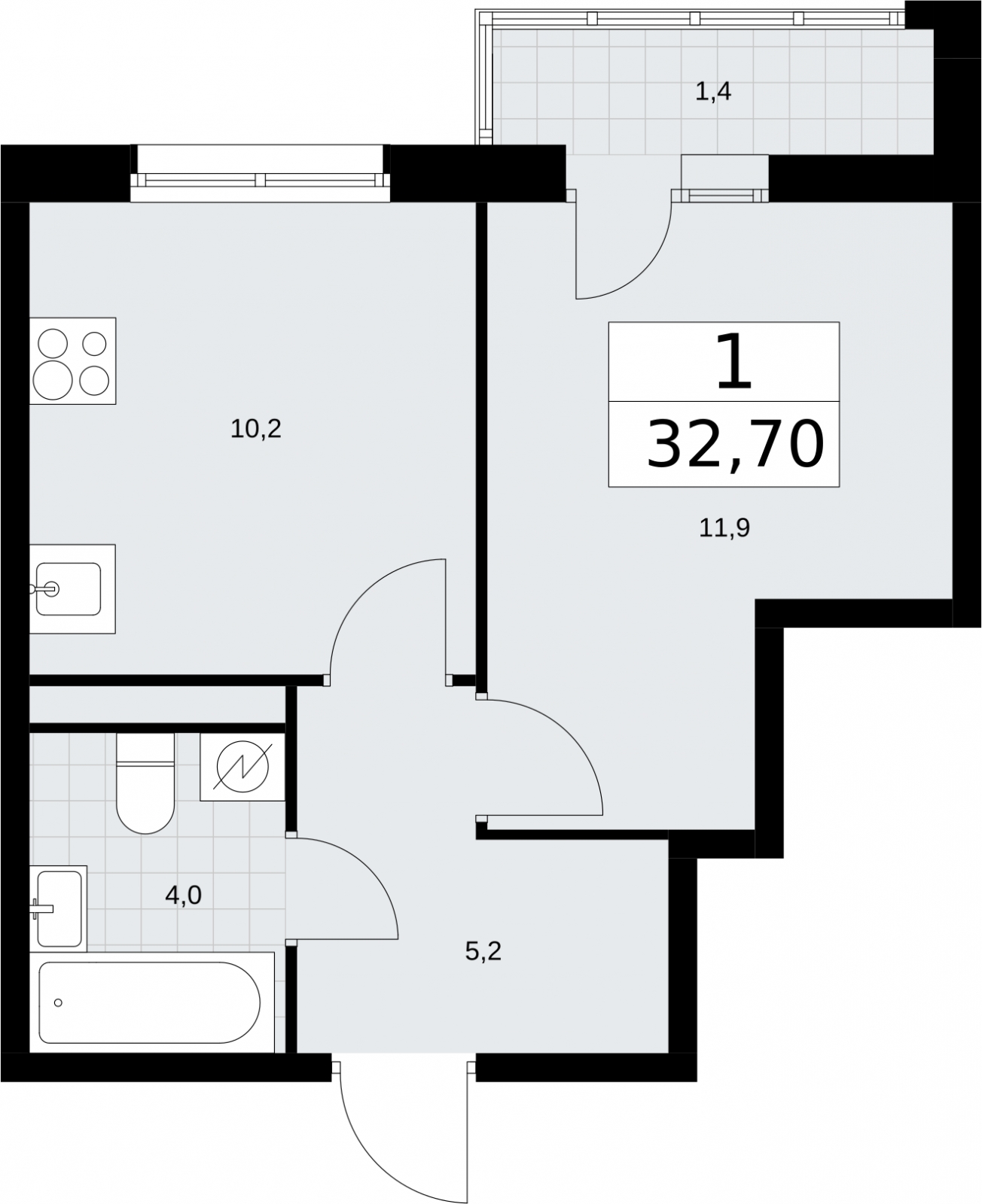 3-комнатная квартира в ЖК ERA на 11 этаже в 1 секции. Сдача в 3 кв. 2026 г.