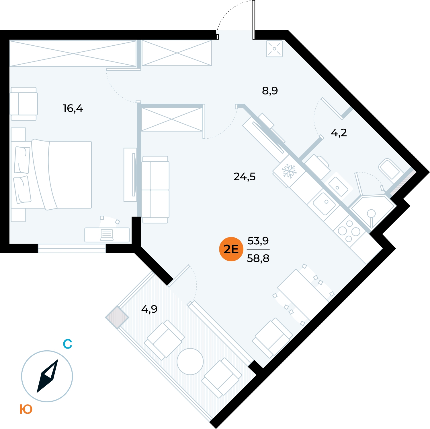 2-комнатная квартира с отделкой в ЖК Родные кварталы на 5 этаже в 5 секции. Сдача в 4 кв. 2026 г.