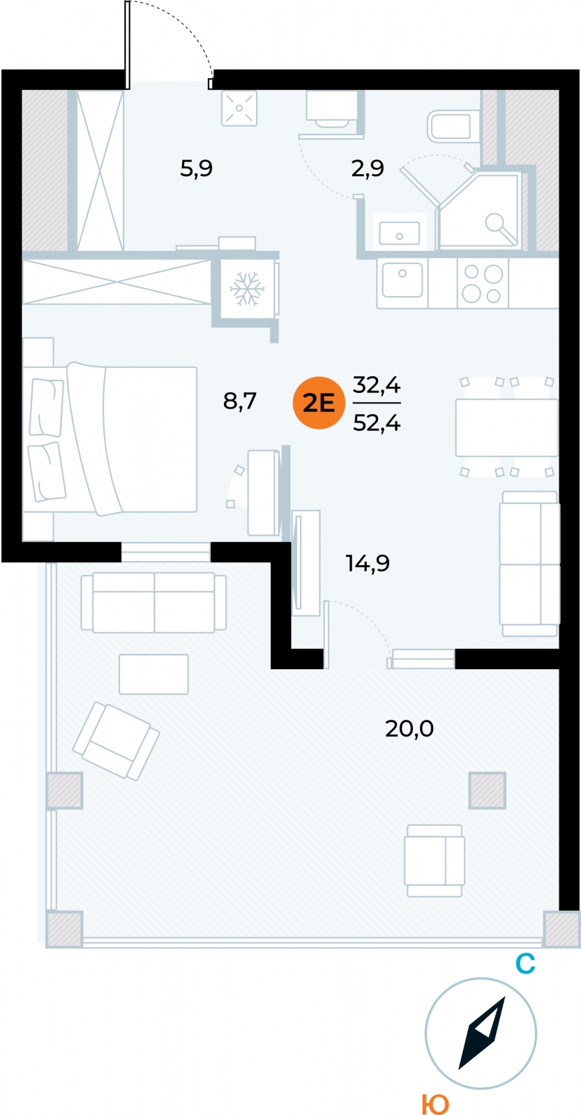 1-комнатная квартира с отделкой в ЖК Новые Ватутинки. Заречный на 8 этаже в 2 секции. Сдача в 1 кв. 2025 г.