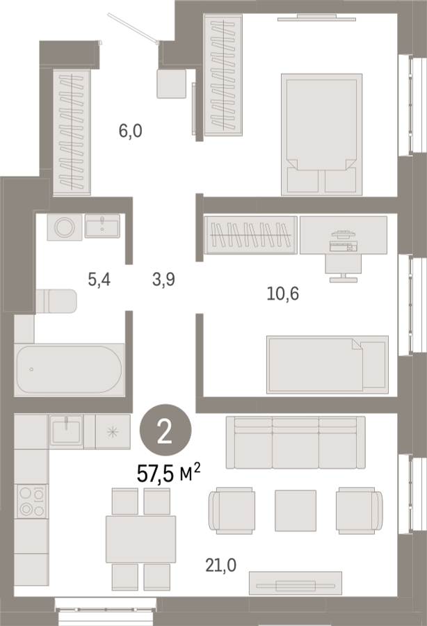 2-комнатная квартира с отделкой в ЖК Level Нагатинская на 8 этаже в 1 секции. Сдача в 4 кв. 2023 г.