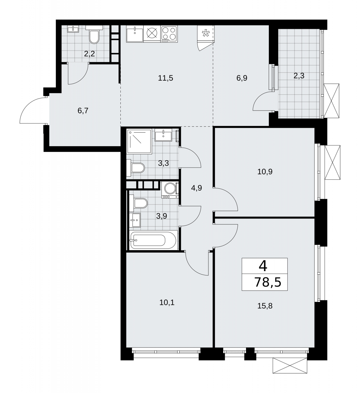 1-комнатная квартира в ЖК Скандинавия на 3 этаже в 3 секции. Сдача в 2 кв. 2026 г.