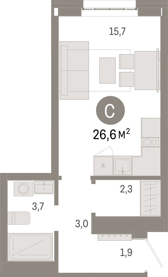 2-комнатная квартира в Клубный город на реке Primavera на 18 этаже в 1 секции. Сдача в 4 кв. 2024 г.