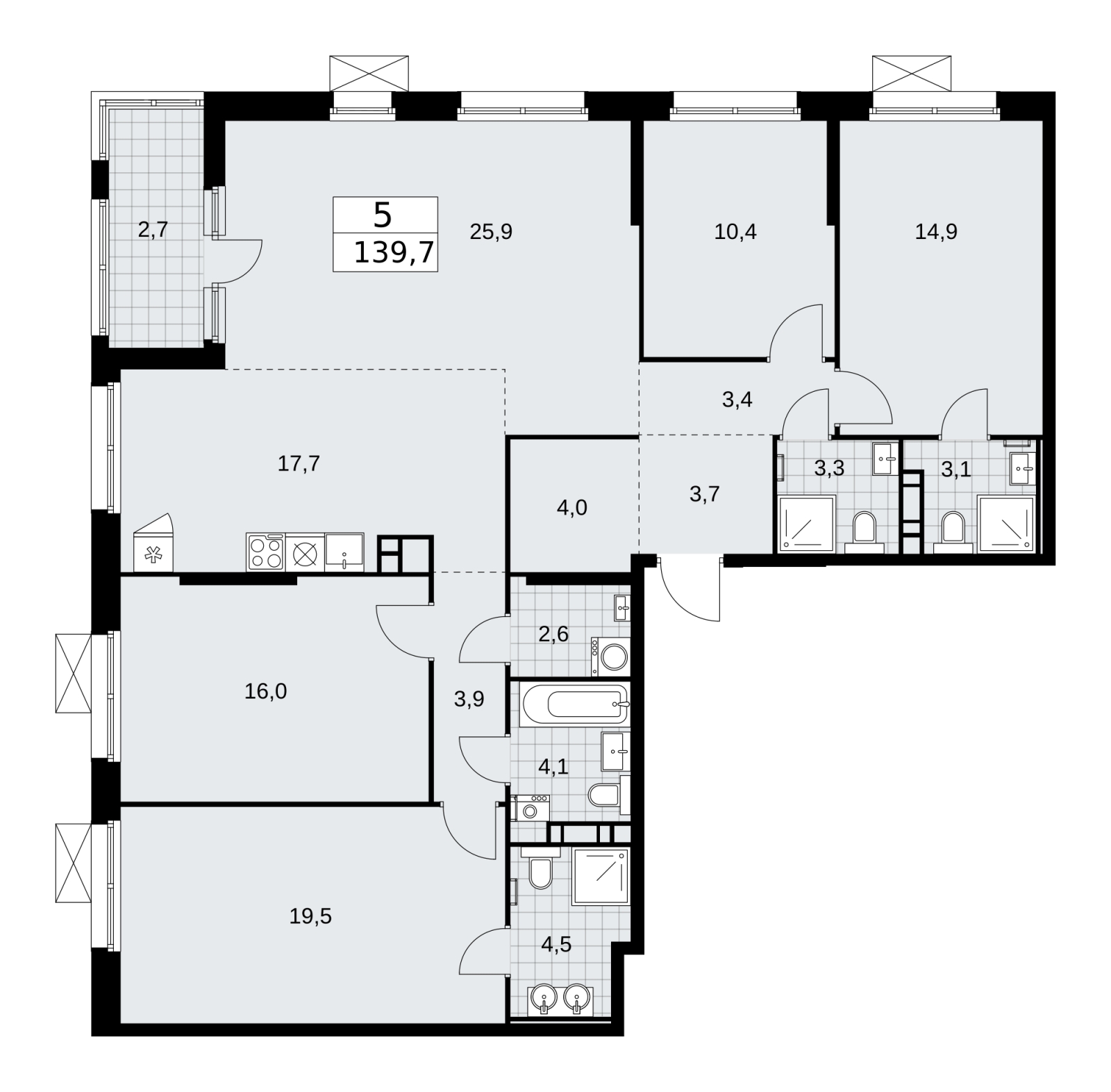 2-комнатная квартира в ЖК Скандинавия на 12 этаже в 1 секции. Сдача в 2 кв. 2026 г.