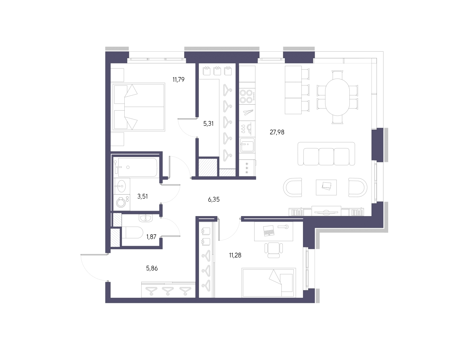 1-комнатная квартира в Клубный город на реке Primavera на 8 этаже в 2 секции. Сдача в 2 кв. 2022 г.