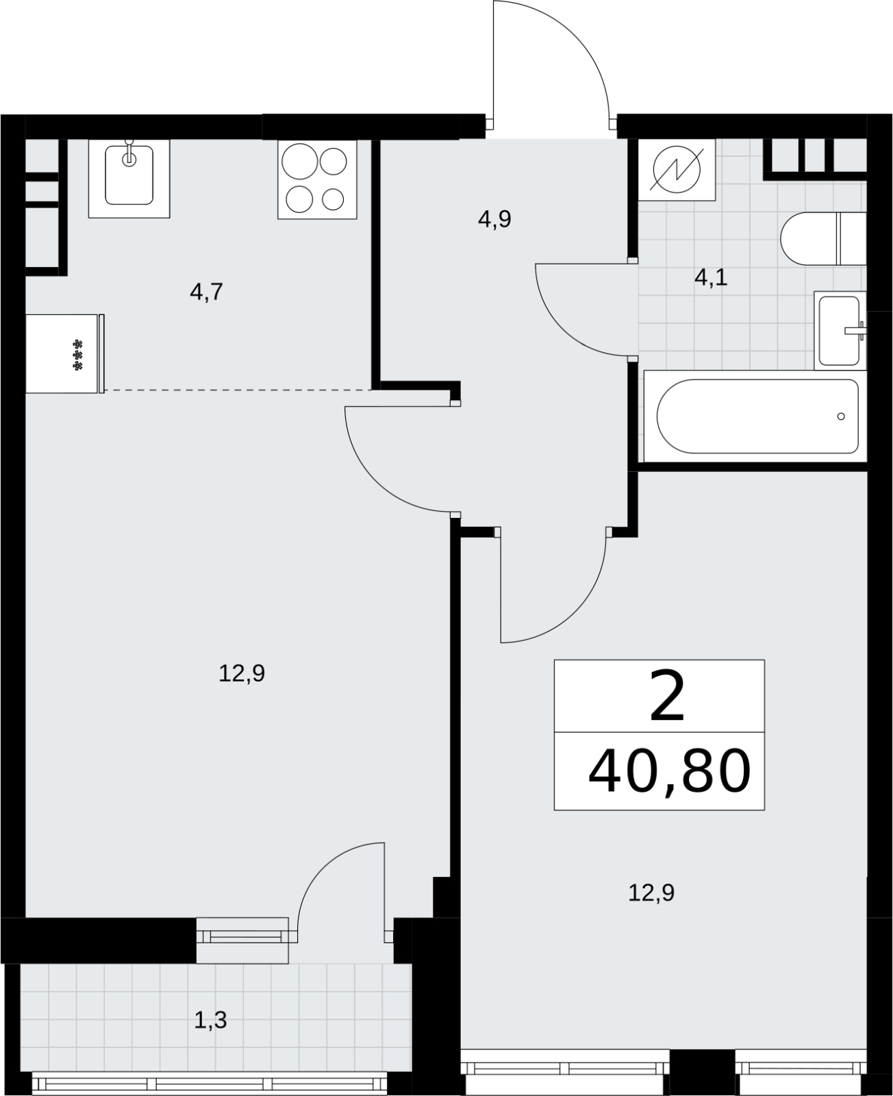 3-комнатная квартира в ЖК Дом Дау на 72 этаже в 1 секции. Сдача в 2 кв. 2027 г.