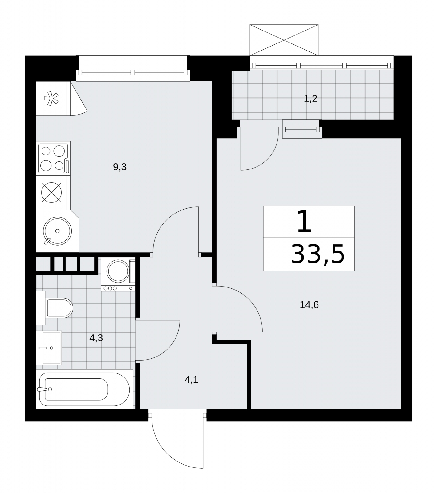 1-комнатная квартира (Студия) в ЖК Скандинавия на 10 этаже в 1 секции. Сдача в 2 кв. 2026 г.
