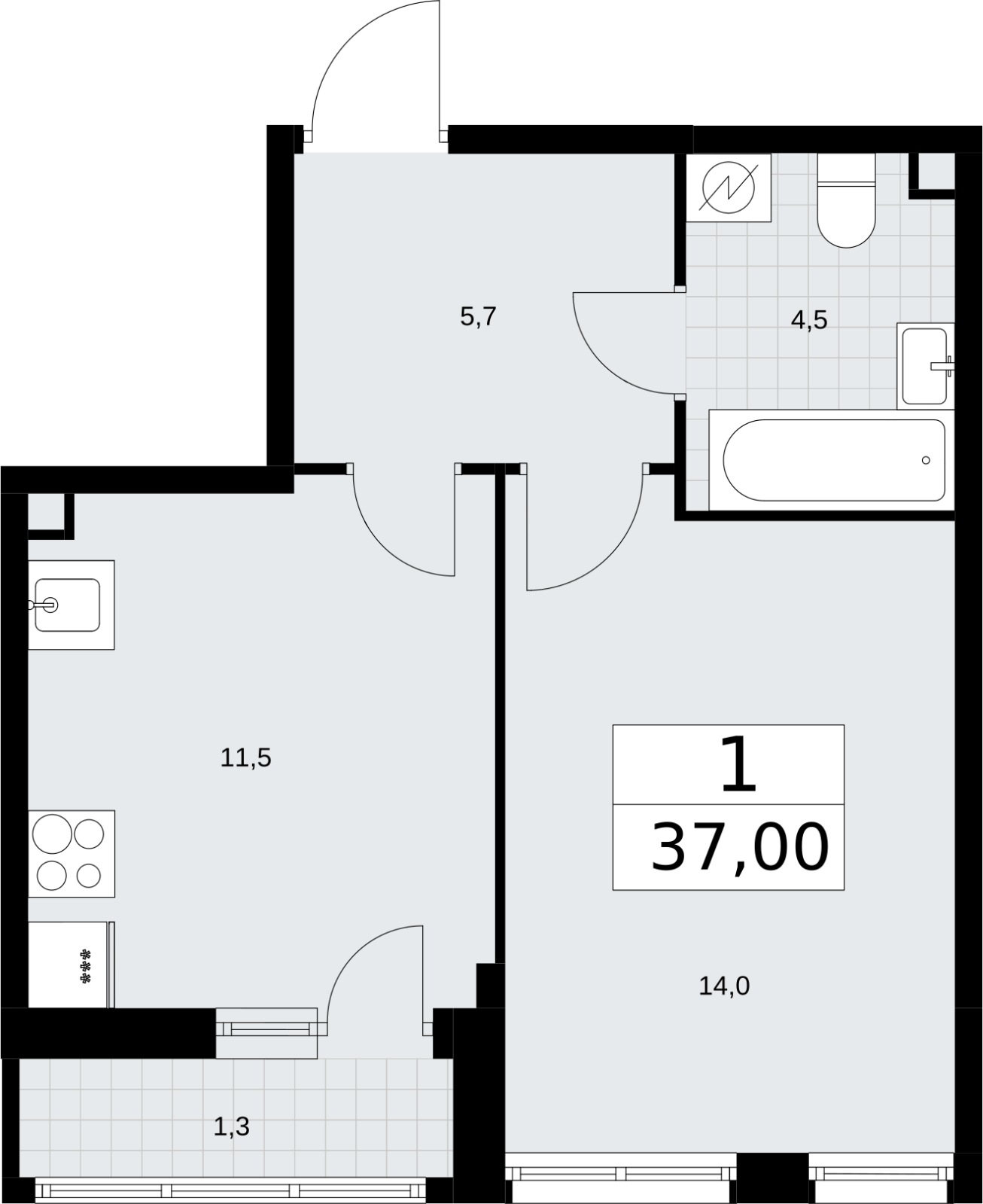 2-комнатная квартира в ЖК Родные кварталы на 6 этаже в 3 секции. Сдача в 3 кв. 2026 г.